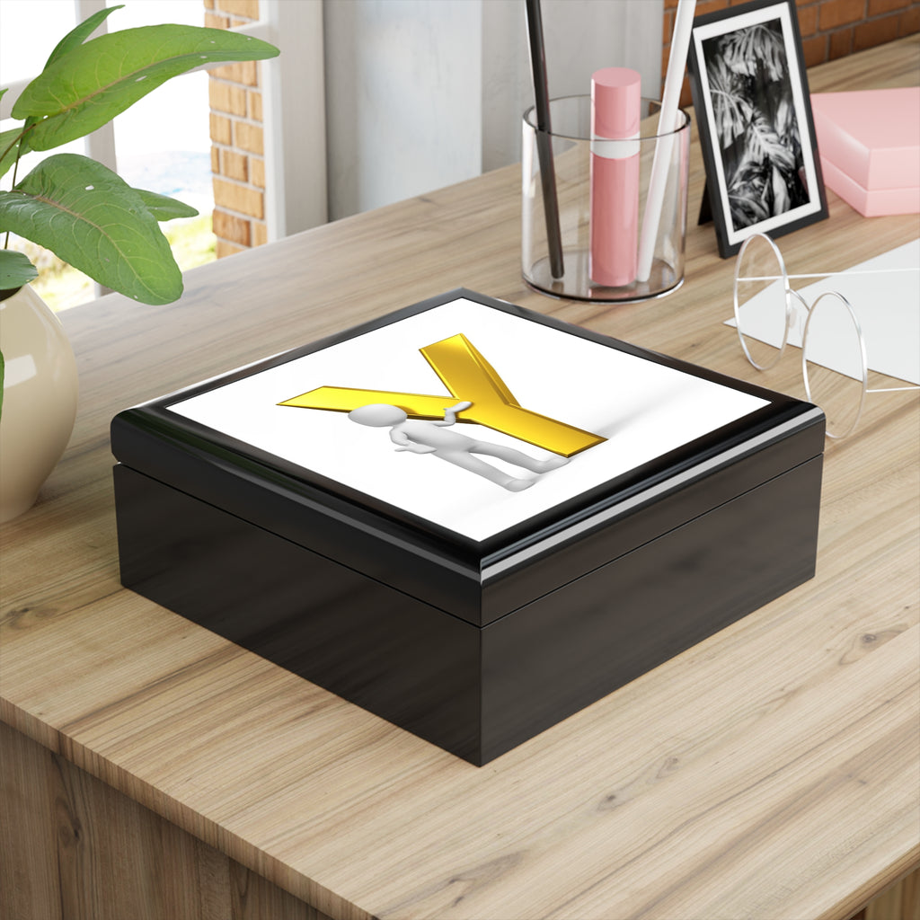 3D Gold Letter Y Monogram Jewelry Box | Personalized Initial Keepsake
