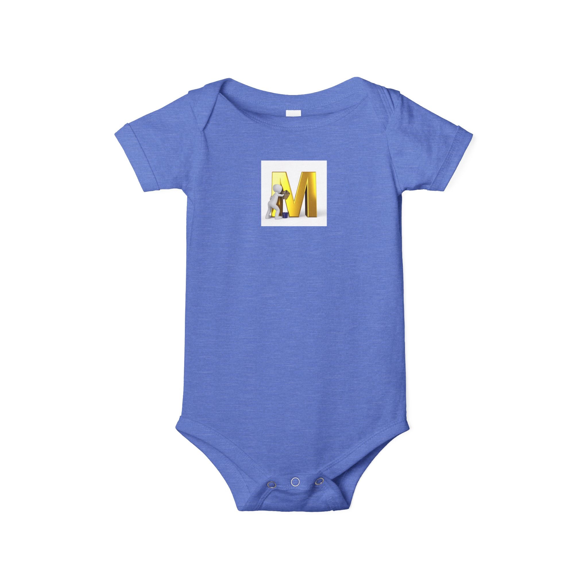 Lettre M jaune avec grenouillère souris | Body bébé initiales monogramme