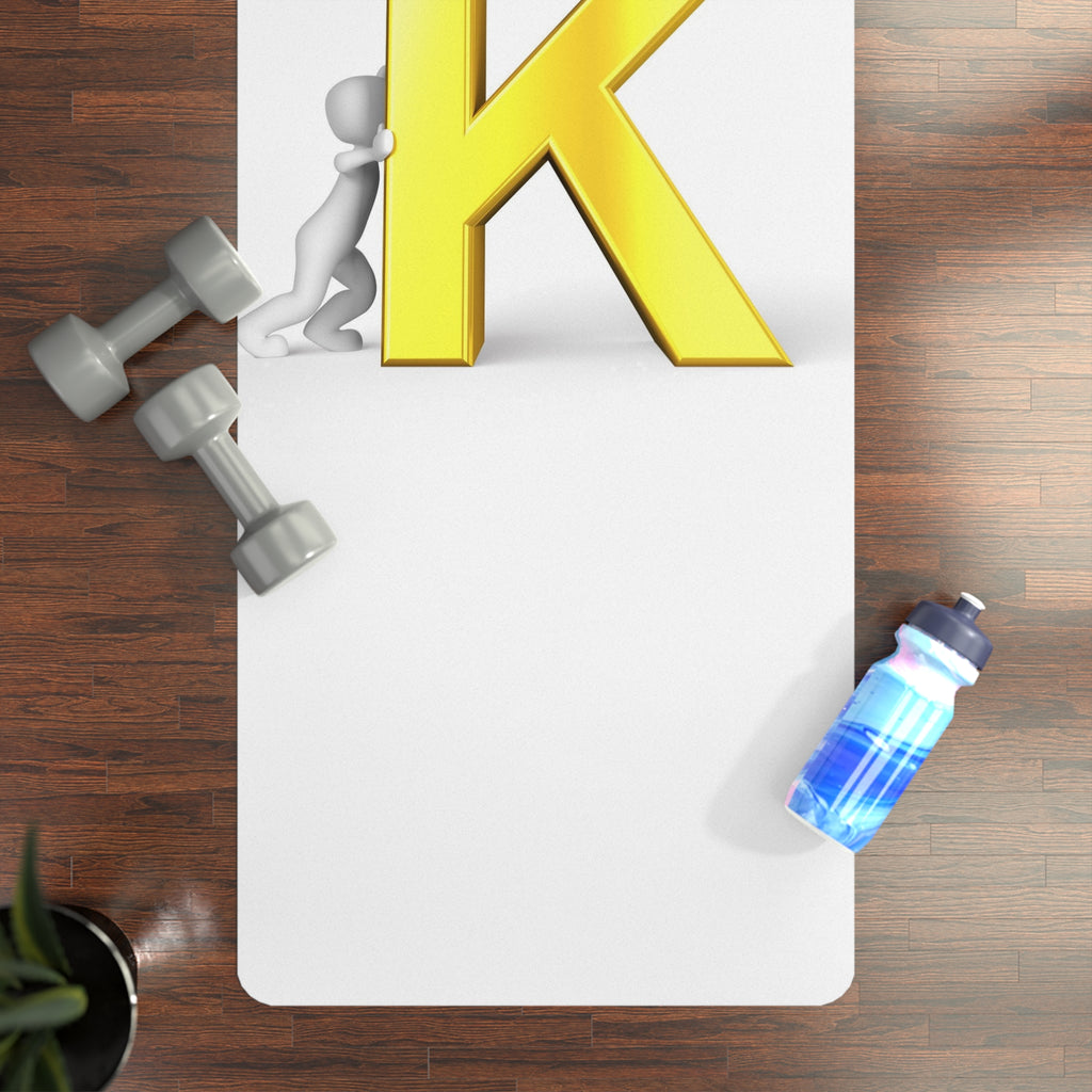 Gold Letter K Monogram Rubber Yoga Mat | Initial K Exercise Mat