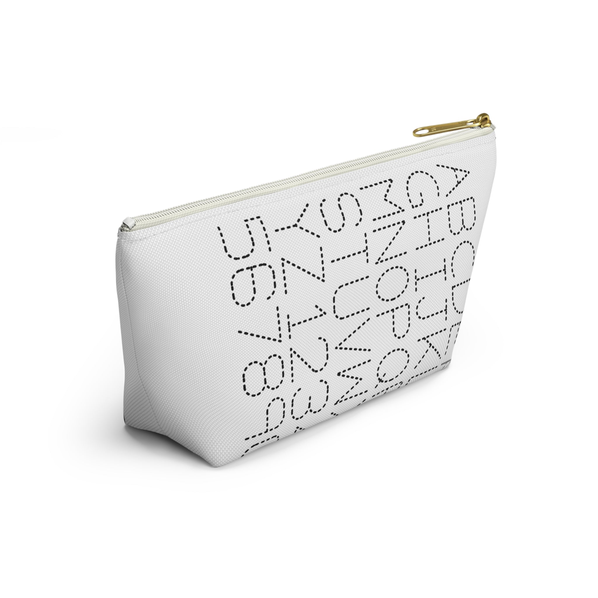 Dotted Alphabet & Numbers Accessory Pouch | T-Bottom Zip Bag