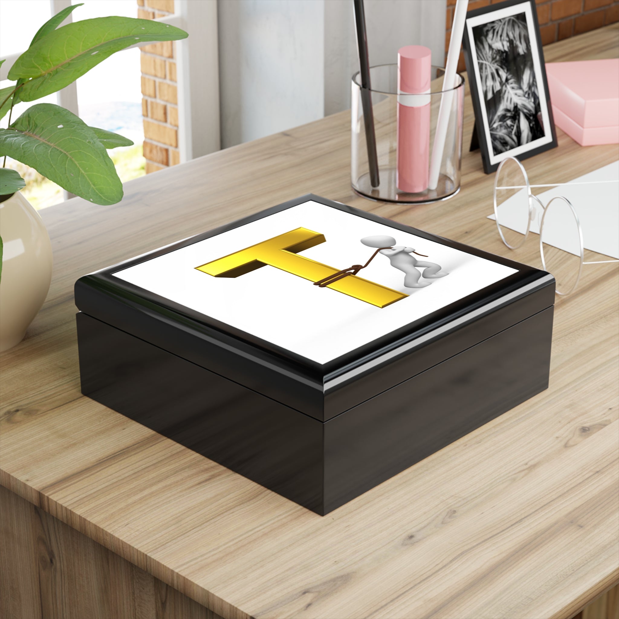 Letter T Sculpture Jewelry Box | Initial Monogram Keepsake