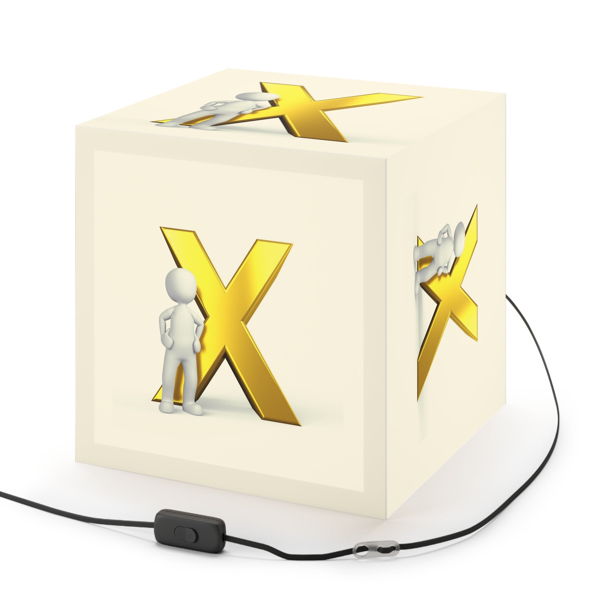 Gold X Letter Design Light Cube Lamp | Alphabet Initial Decor