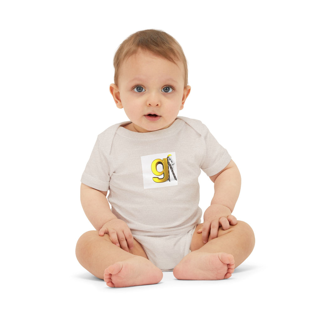 Yellow Letter G with worker Onesie | Baby Bodysuit, Alphabet Initial