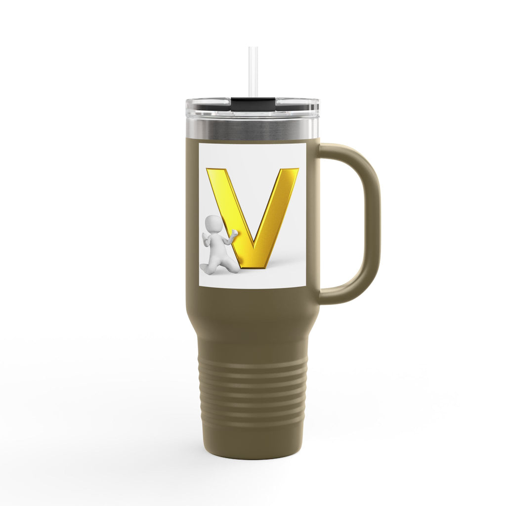 3D Letter V Design Travel Mug | 40oz Insulated Tumbler
