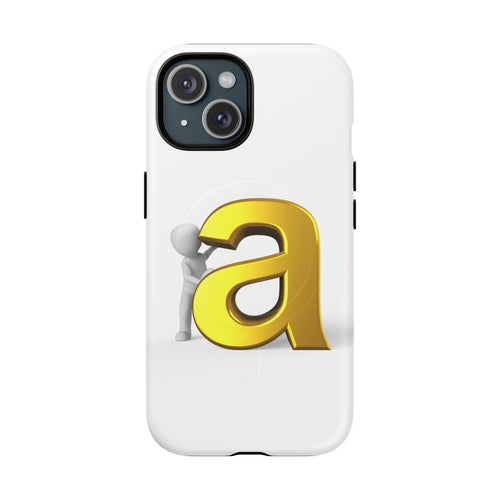 Coque de téléphone 3D avec lettre A dorée | Coque magnétique résistante