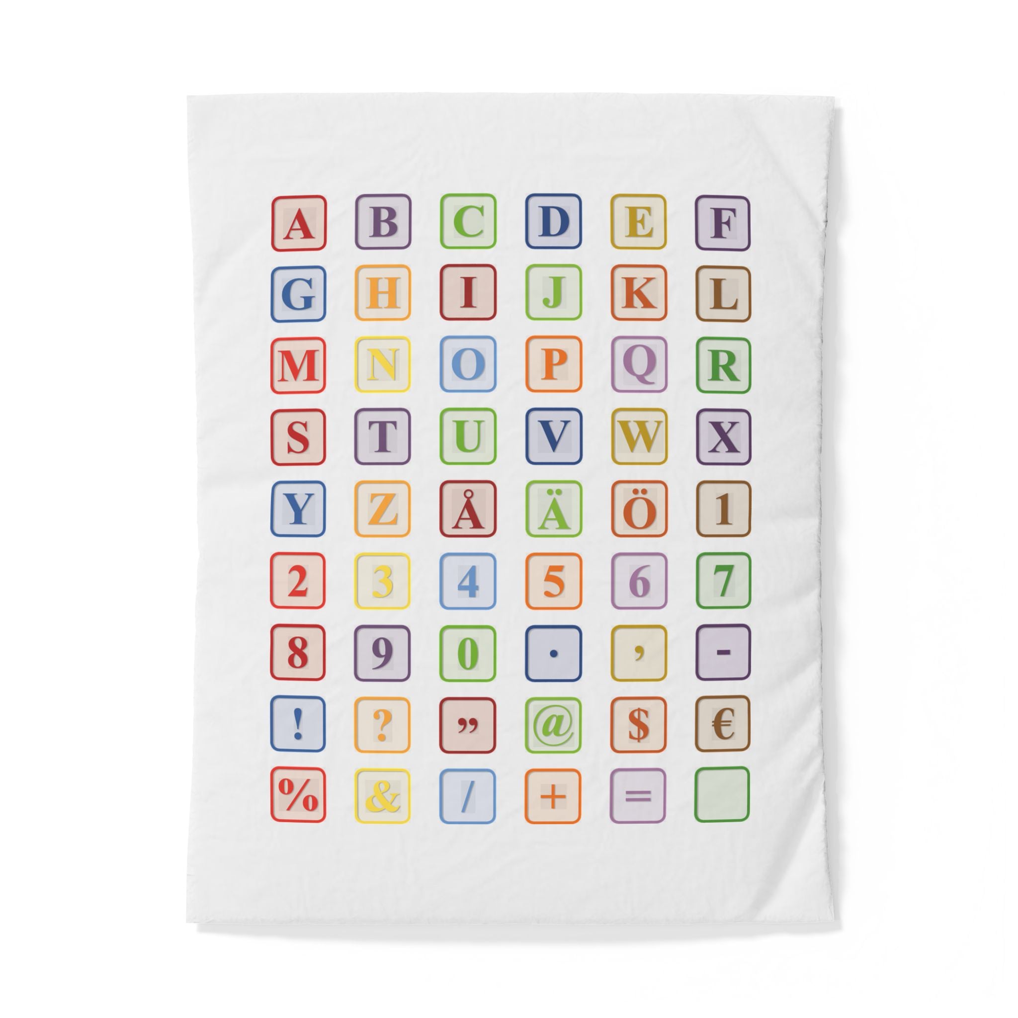Colorful Alphabet and Symbols Cotton Duvet Cover | Kids ABC Blocks Bedding