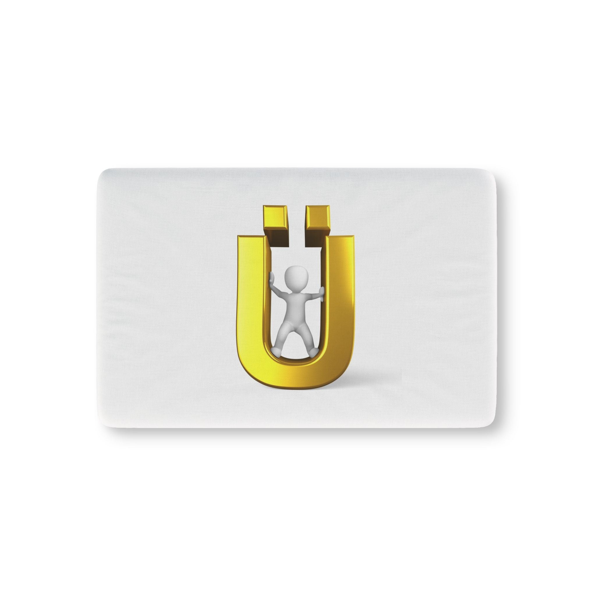 3D Gold Letter Ü with Figure baby fitted crib sheet | nursery bedding