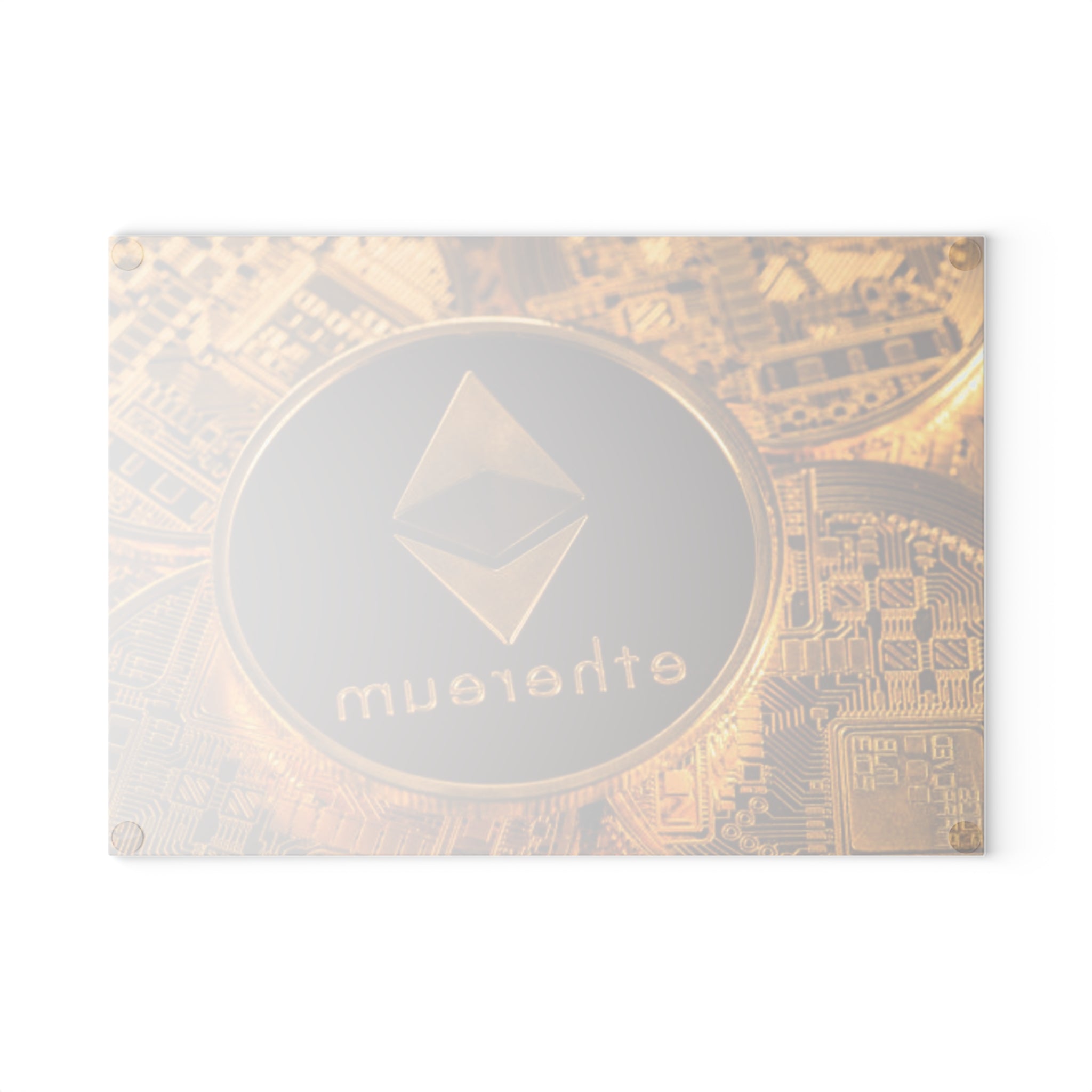 Ethereum Crypto Coin Glass Cutting Board | Cryptocurrency Kitchen Decor