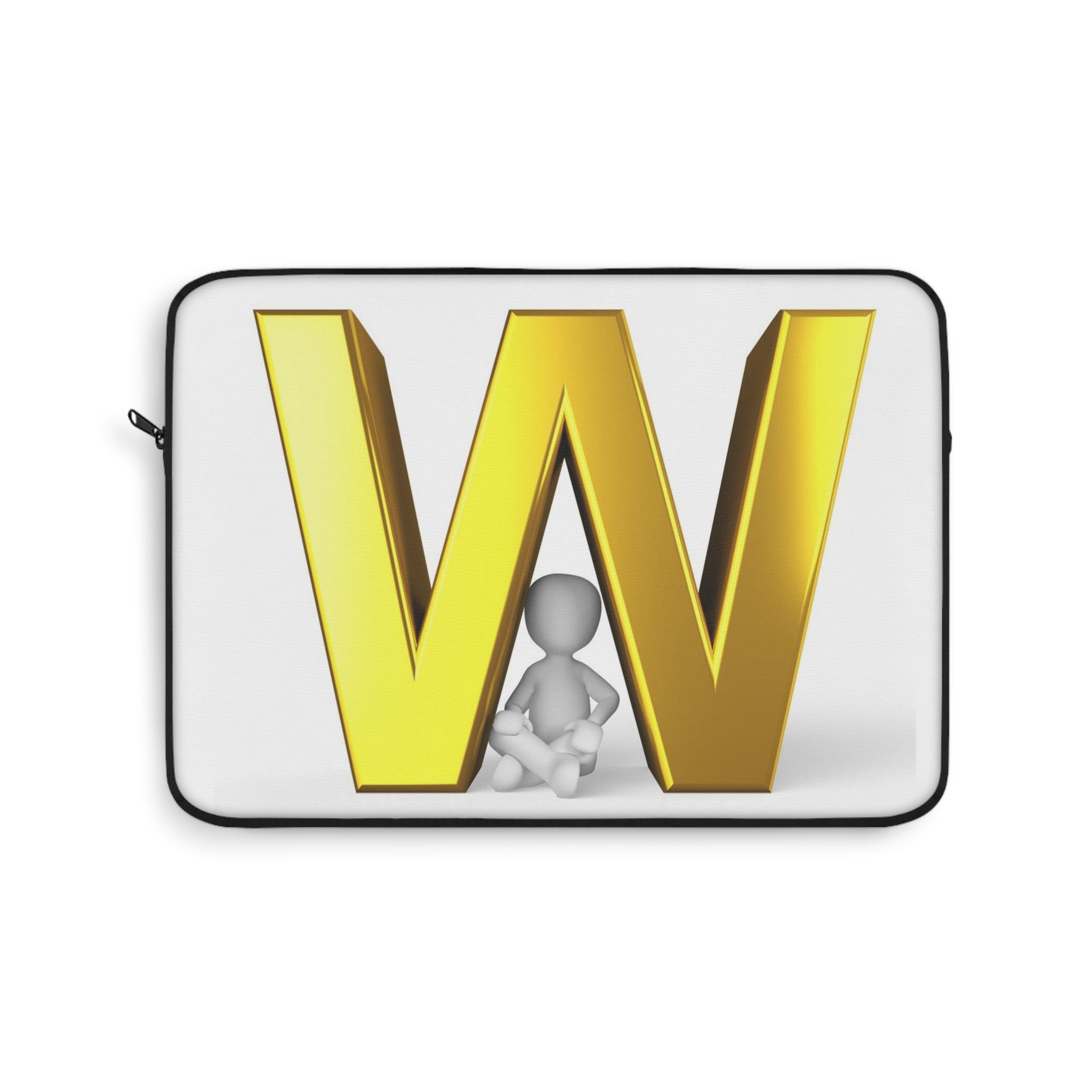 Gold Letter W Laptop Sleeve | Initial Monogram, Alphabet Design