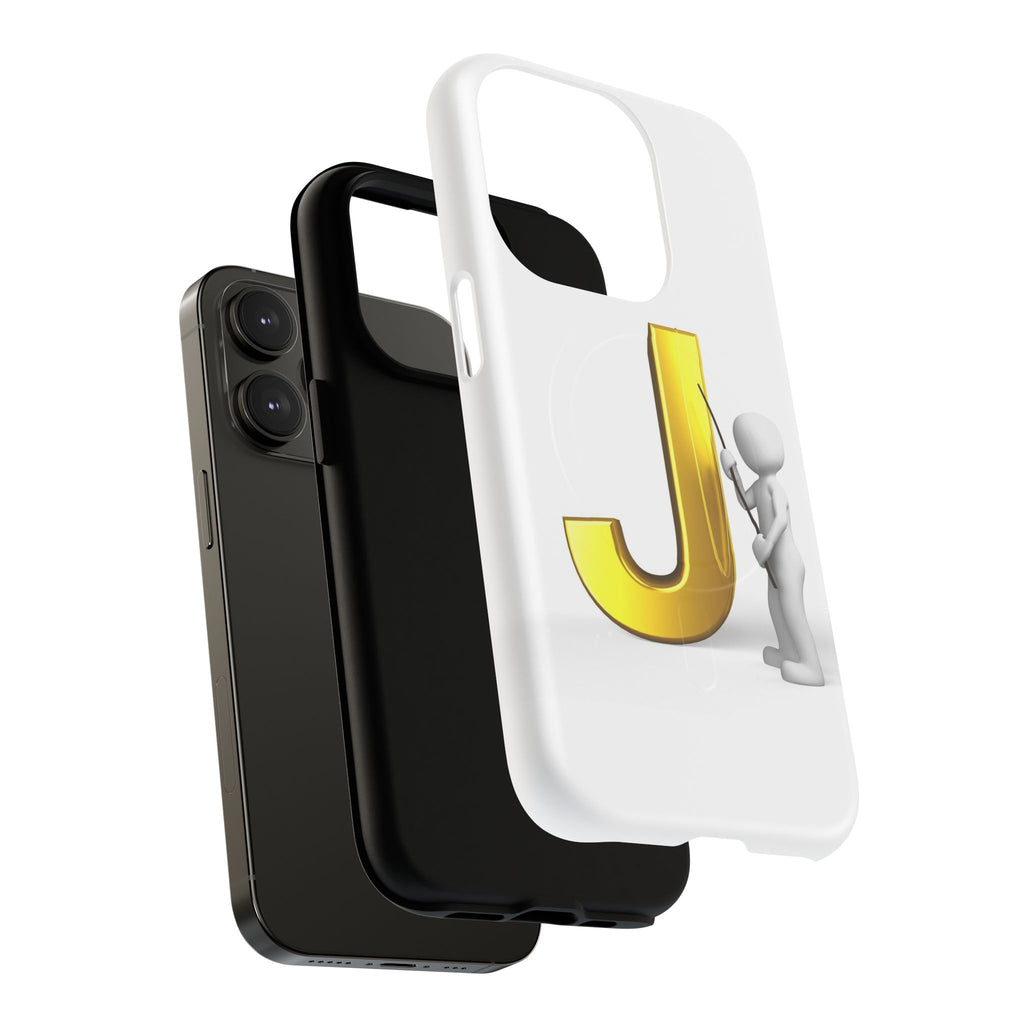 Gold Letter J with Painter Figure Phone Case | Tough Magnetic Case
