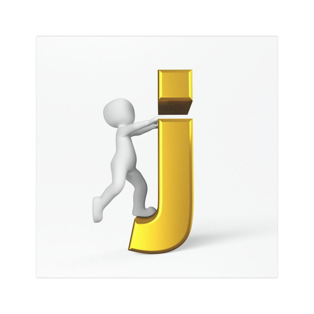 Golden Letter J with Figure Car Magnet | Alphabet Initial Magnet