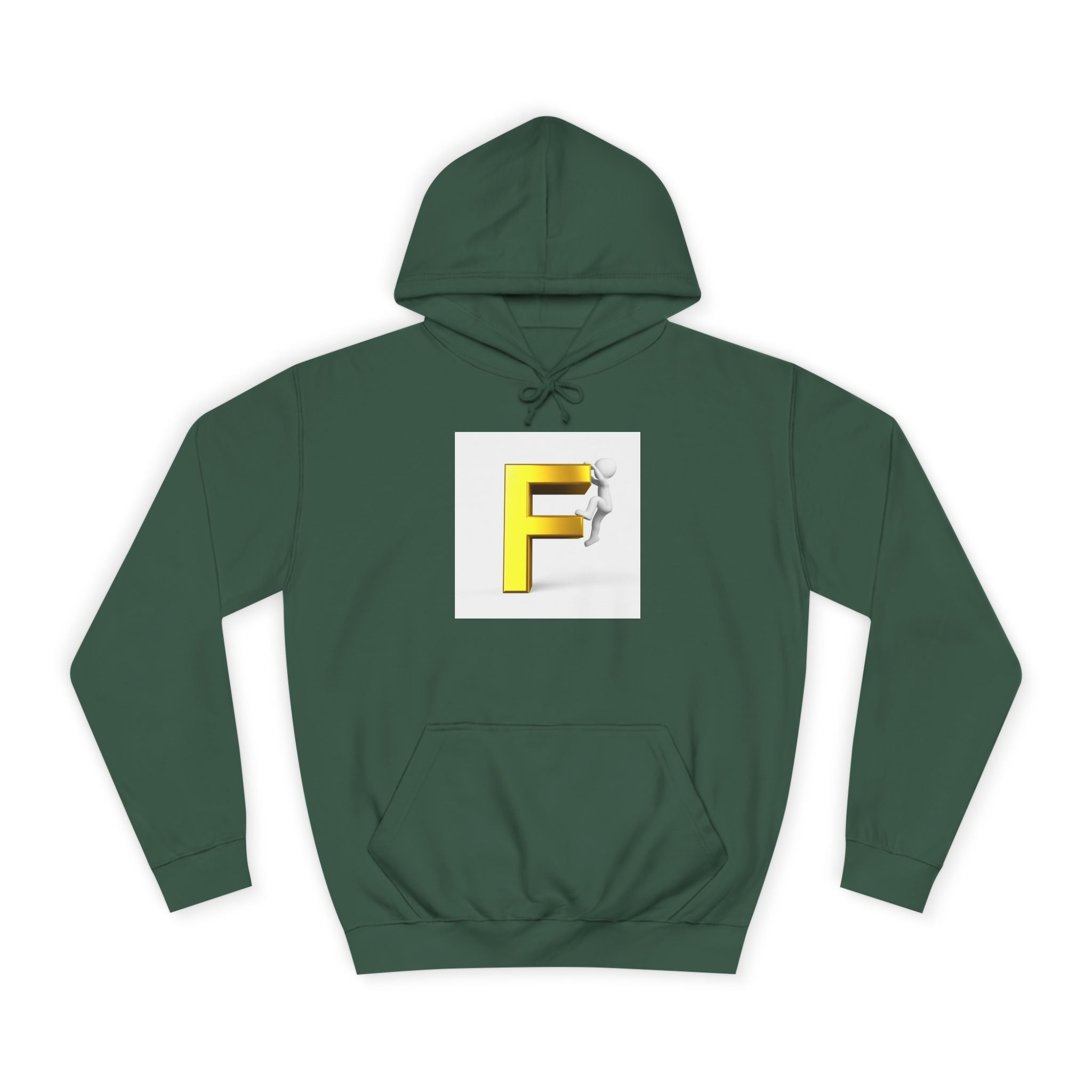 3D Gold Letter F Hoodie | Climbing Figurine Letterman Style