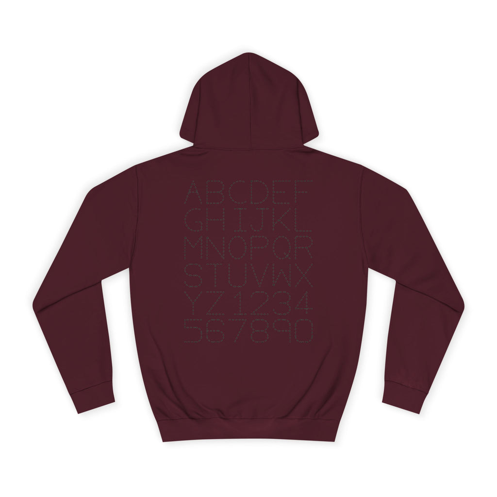 College Dotted Alphabet Hoodie | Campus Sweatshirt, Collegiate Style