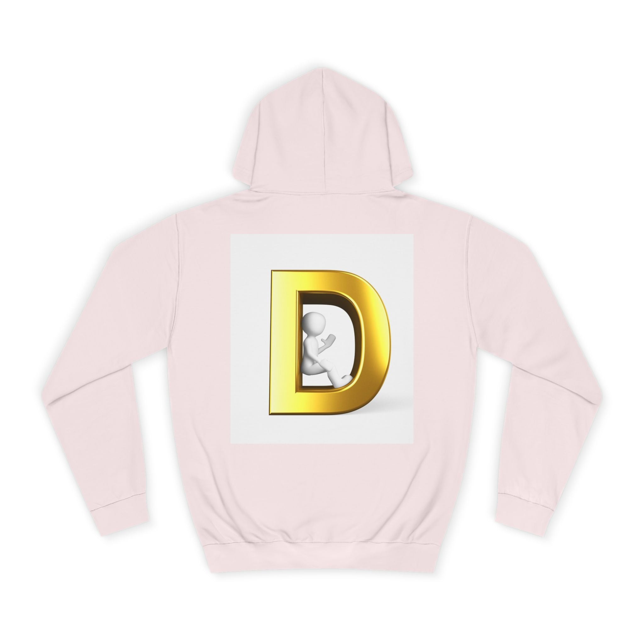 Gold Letter D Hoodie | Monogram Initial Sweatshirt, Metallic 3D Typography