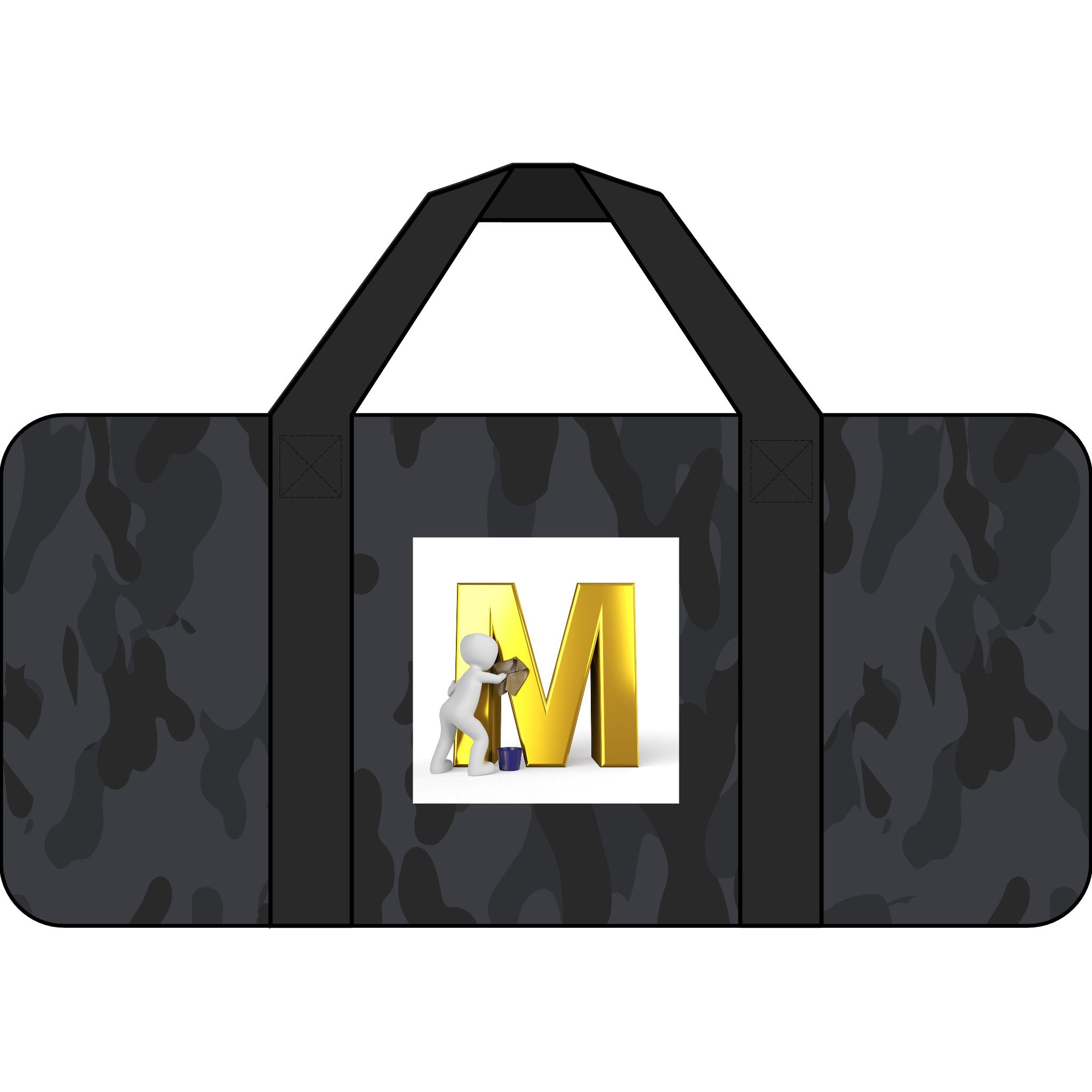 Gold Letter M Monogram Duffel Bag | Checker or Camo Strap