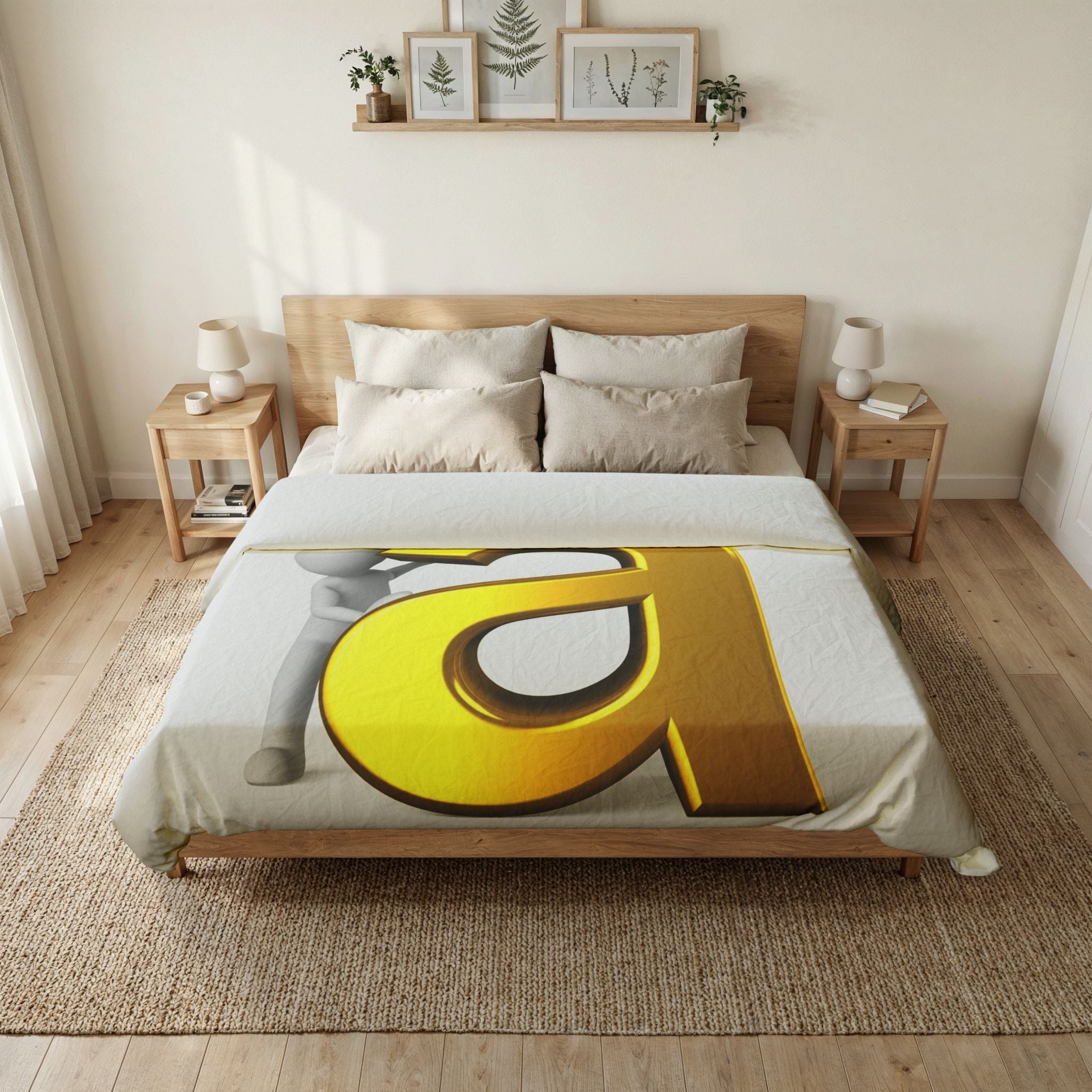 Golden Letter A duvet cover | Alphabet initial bedding