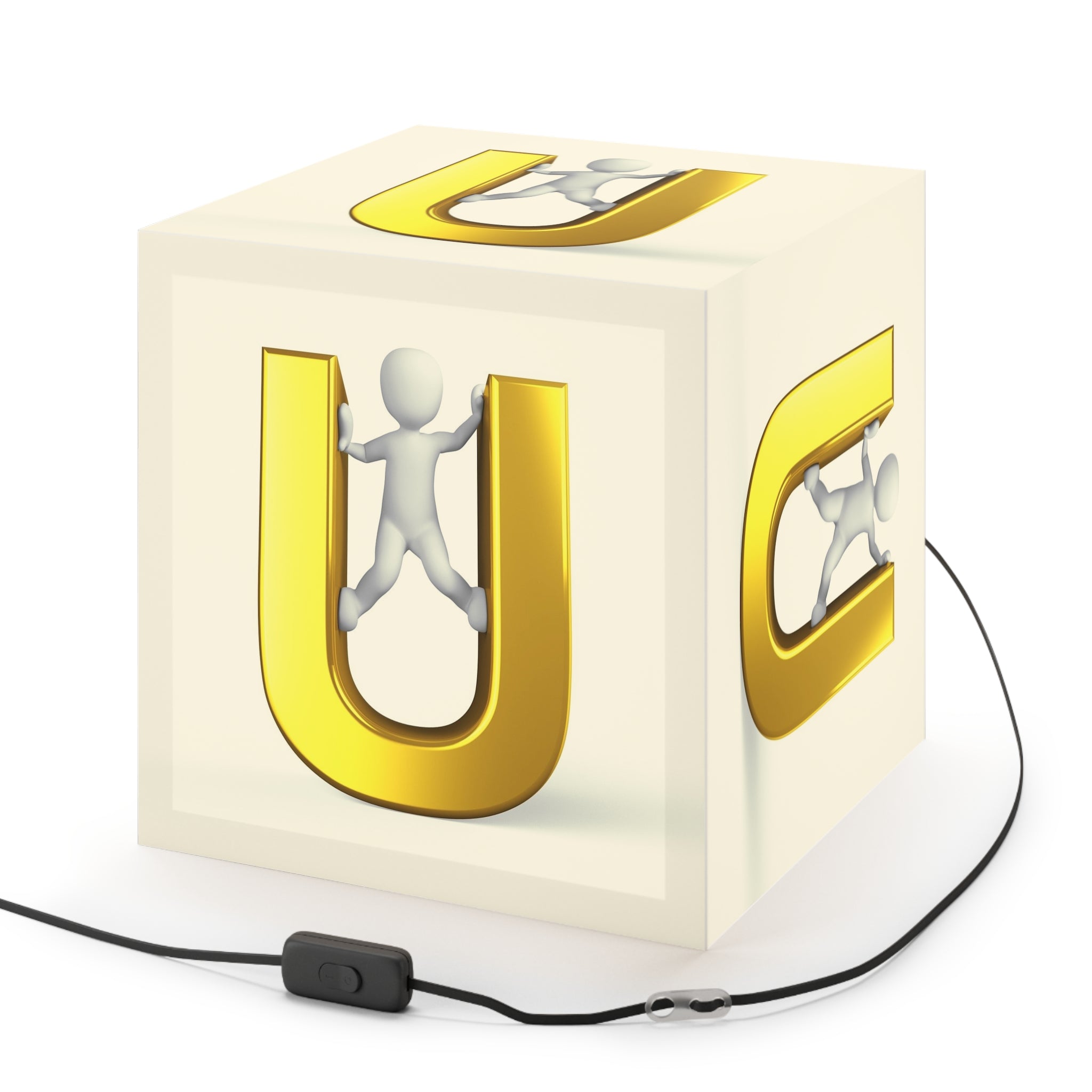 3D Gold Letter U Cube Lamp | Letter U Light Cube