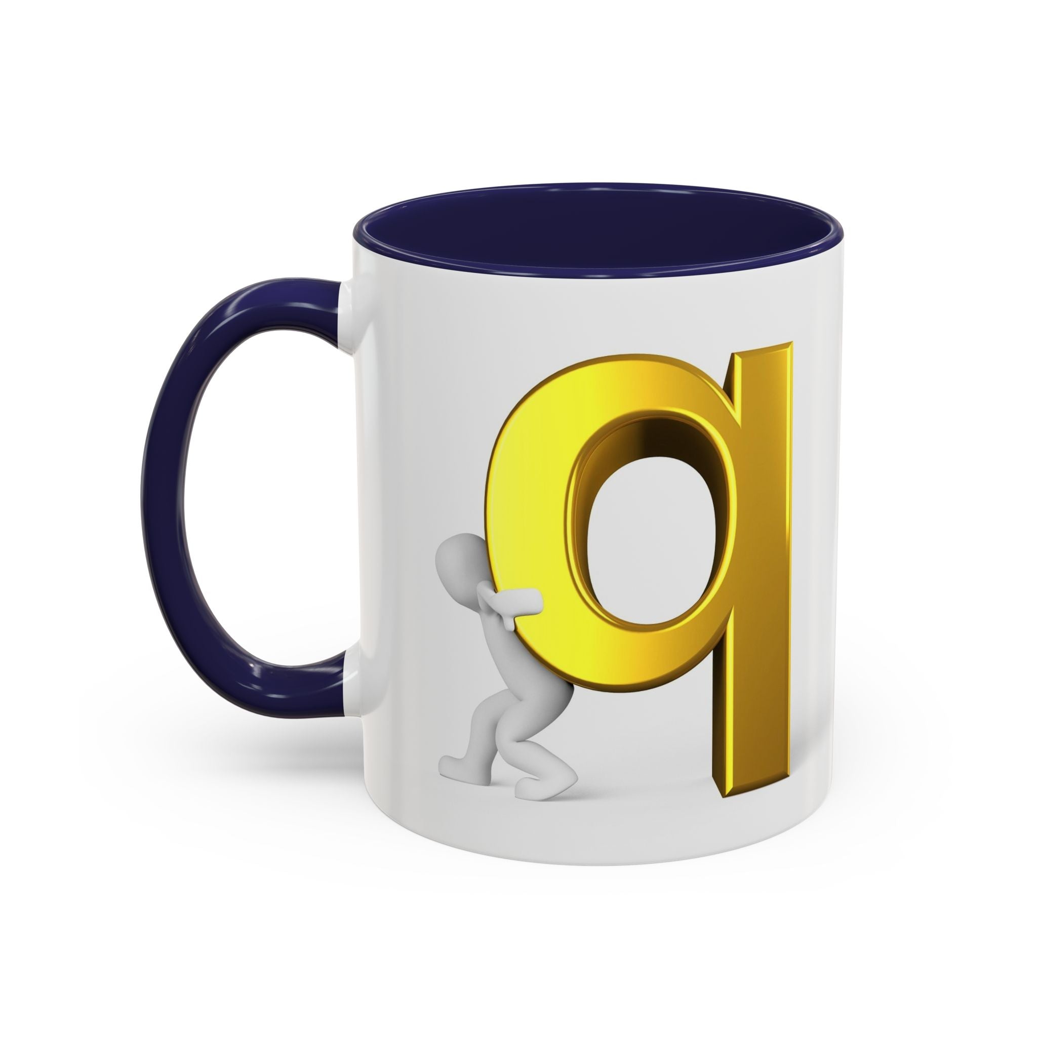 Gold Letter Q Push Character Mug | Accent Coffee Mug 11oz 15oz