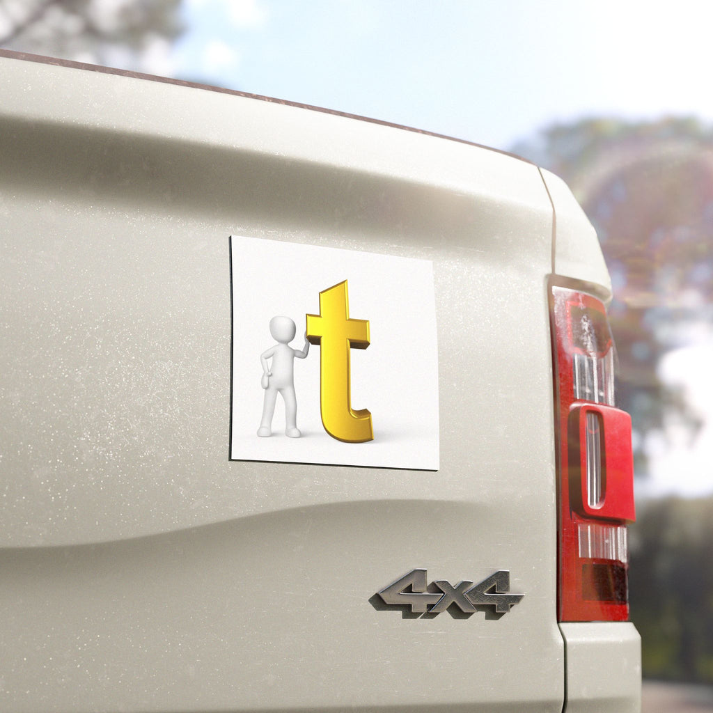 Gold Letter T Graphic Car Magnet | Alphabet Monogram Vinyl Magnet