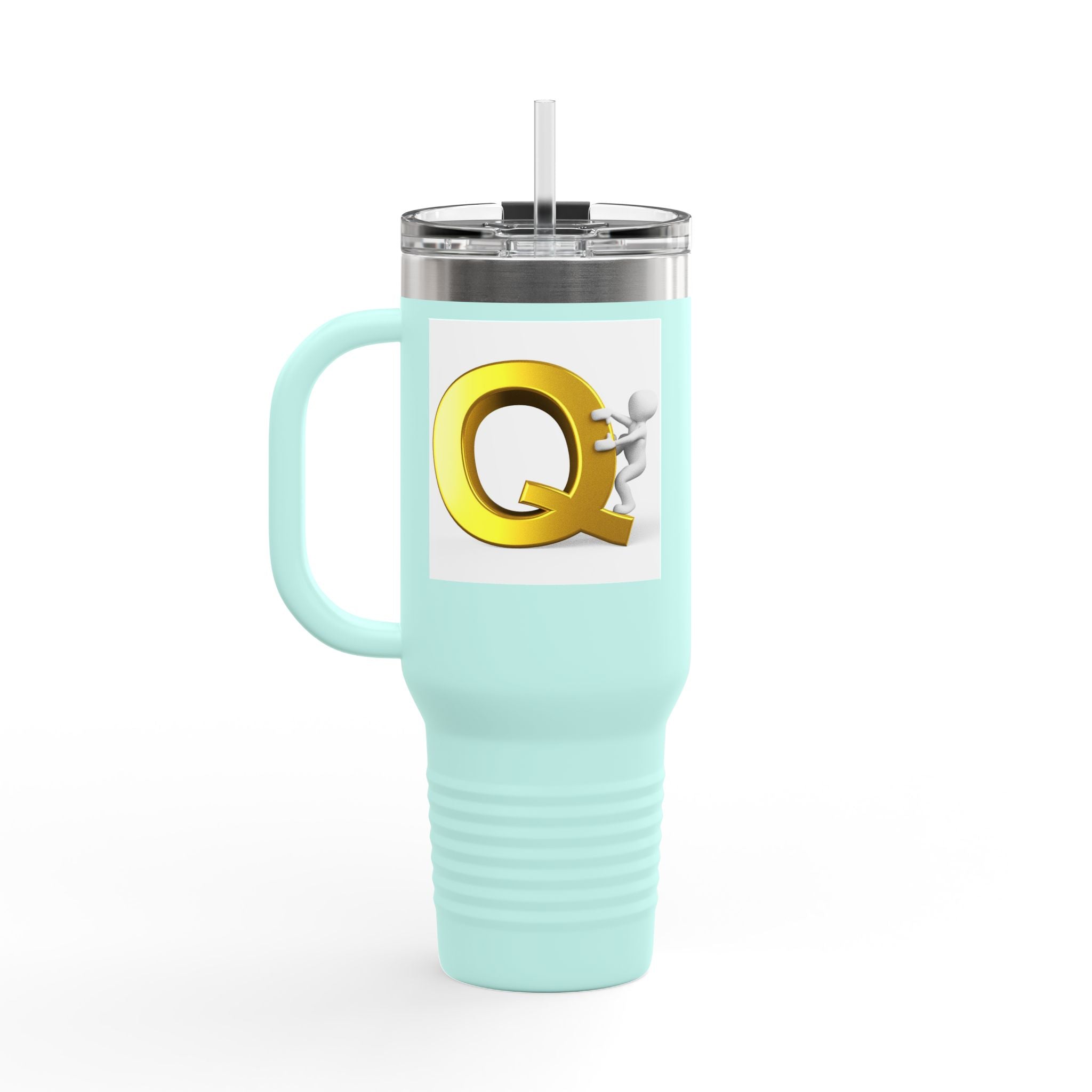 Gold Letter Q Monogram Travel Mug | 40oz Insulated Tumbler