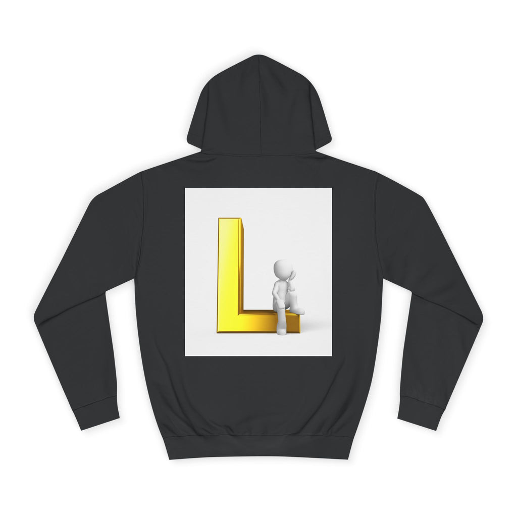 3D Letter L with Figure Hoodie | Initial L Sweatshirt