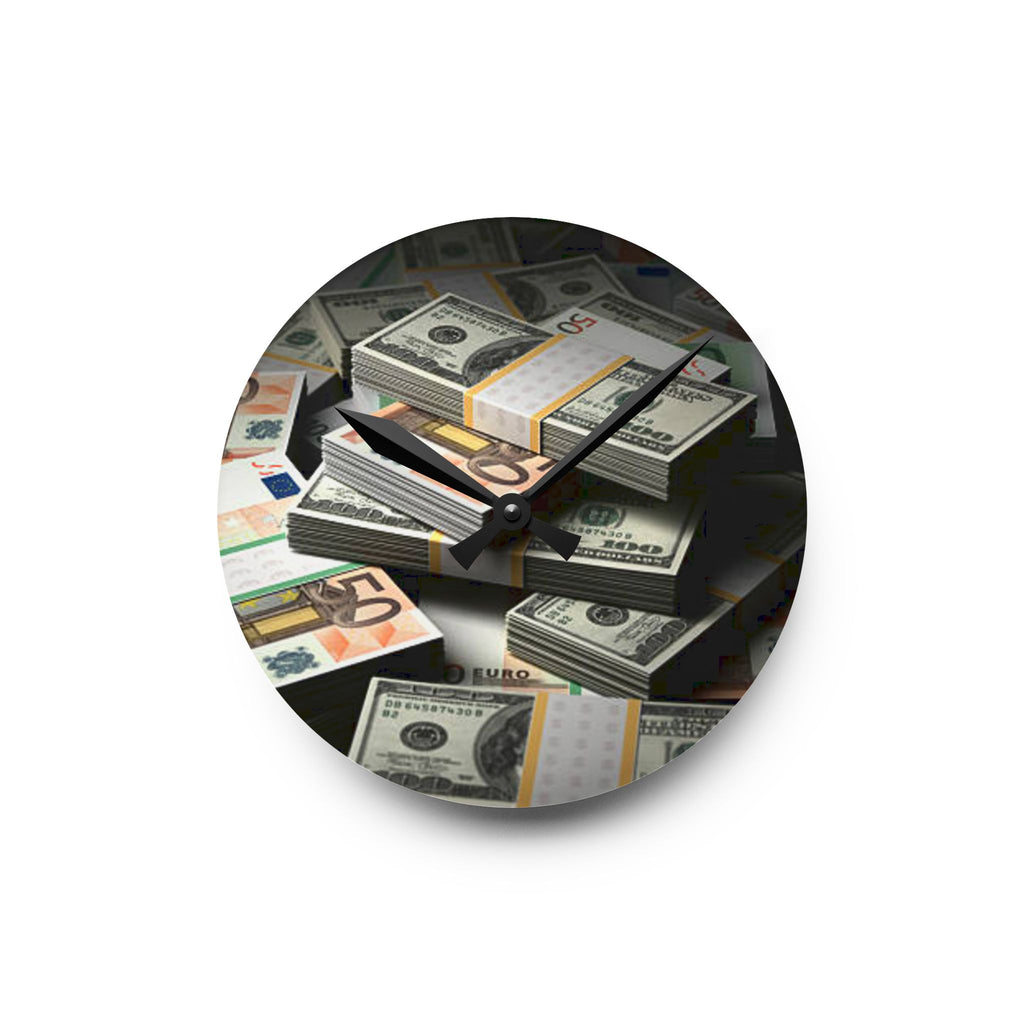 Stacks of Cash Acrylic Wall Clock | Money Stack Clock, Finance Decor