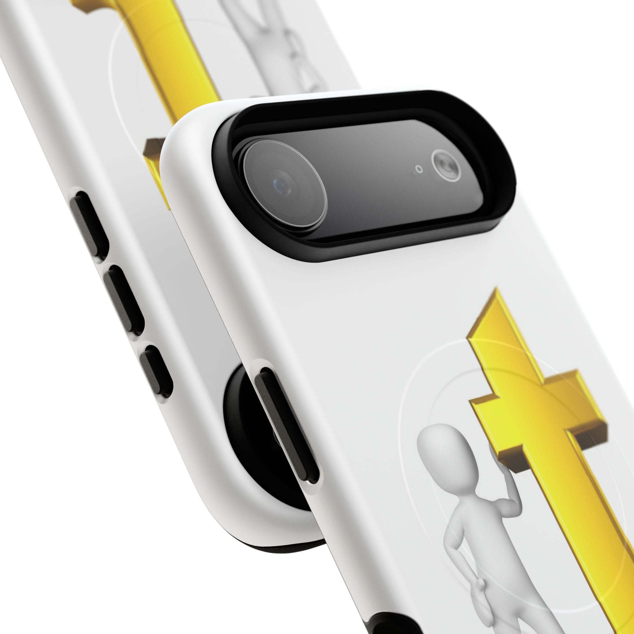 3D Person Leaning on Gold Letter T phone case | Tough Magnetic Case