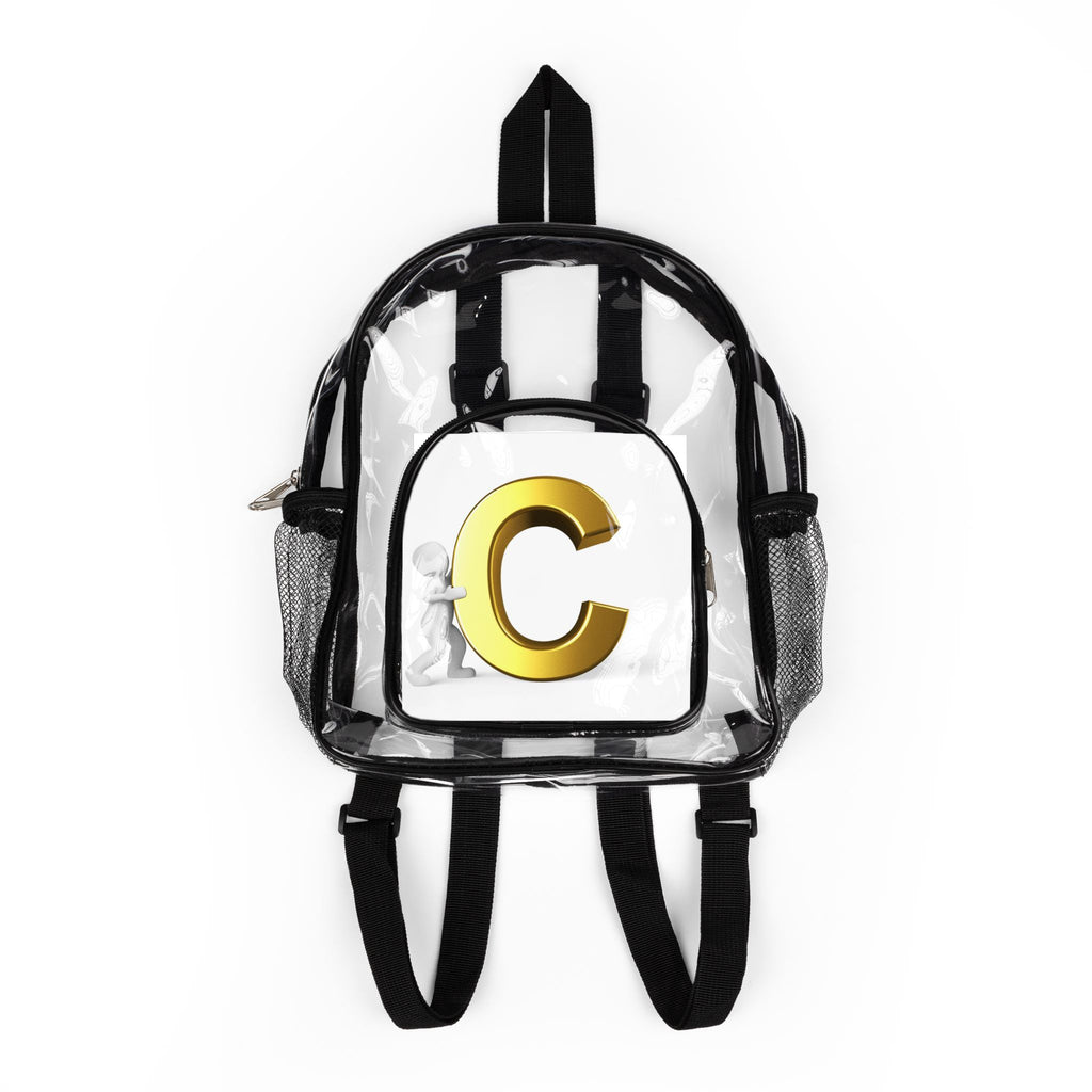 Gold Letter C Clear Stadium Backpack | Transparent School Bag