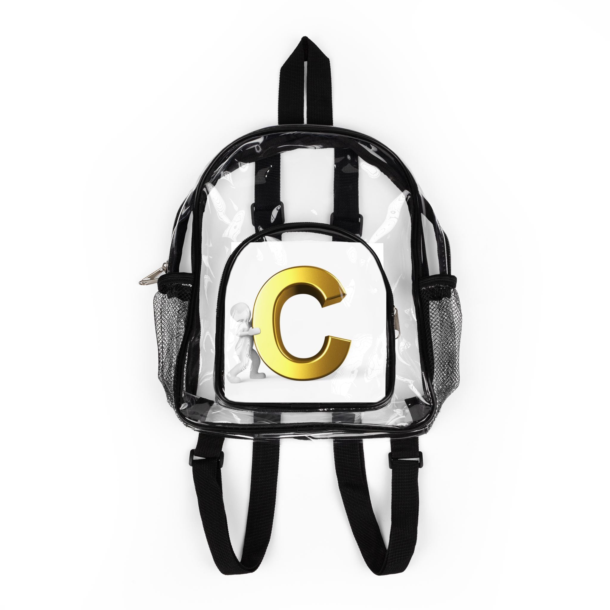 Gold Letter C Clear Stadium Backpack | Transparent School Bag