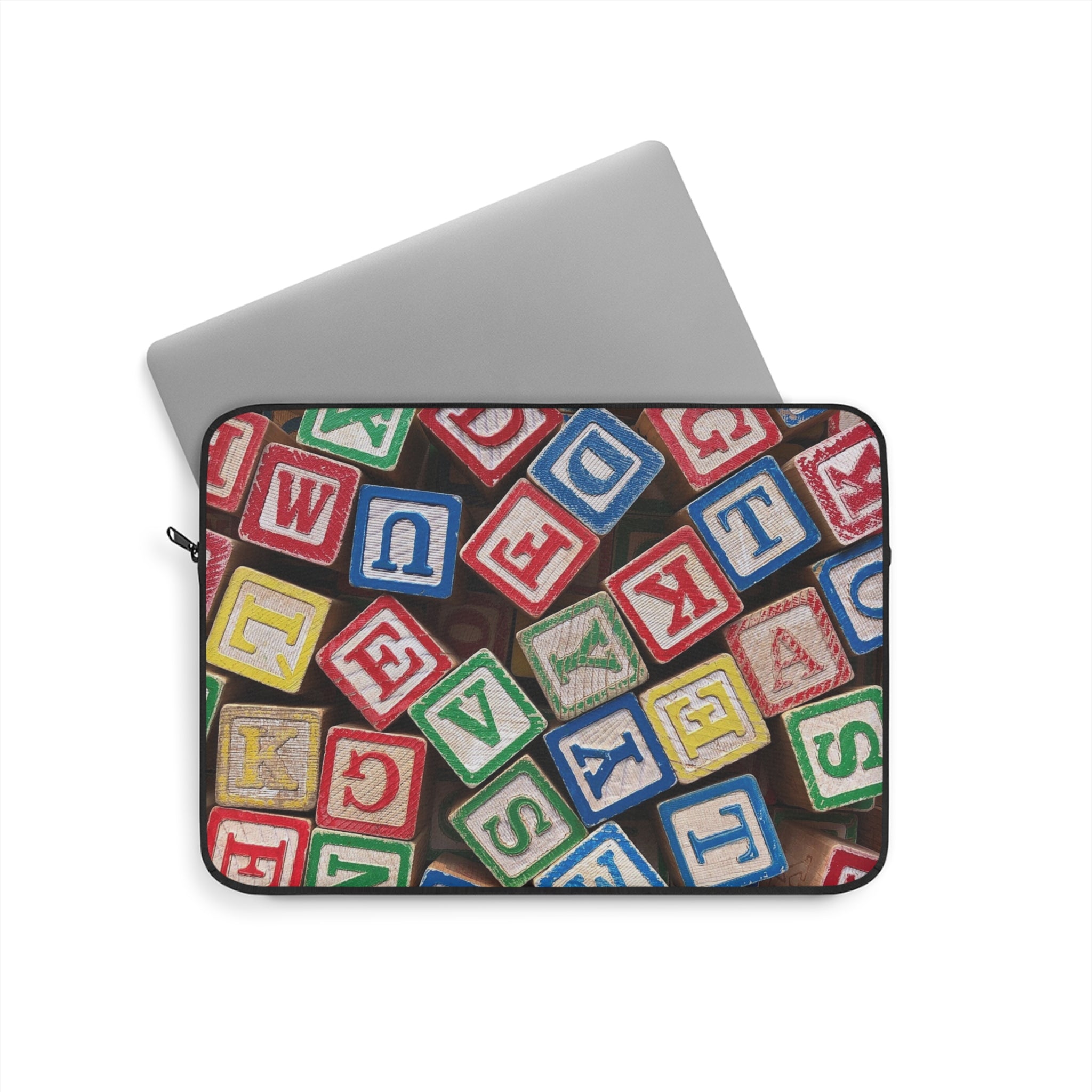 Housse d'ordinateur portable en blocs alphabet colorés | Motif de lettres vintage pour enfants