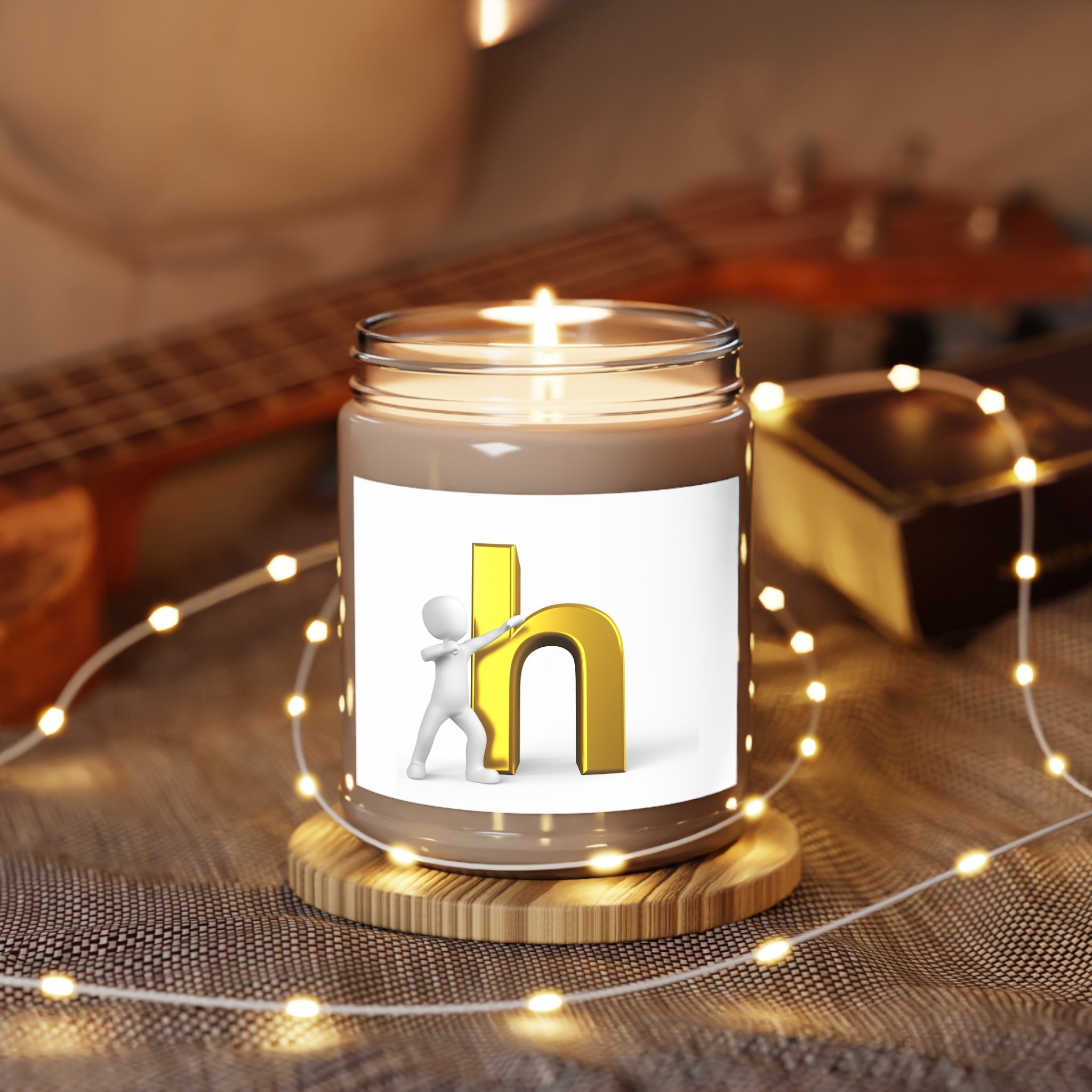 Gold Letter H Illustration Candle, Soy Candle 9oz | White Lid