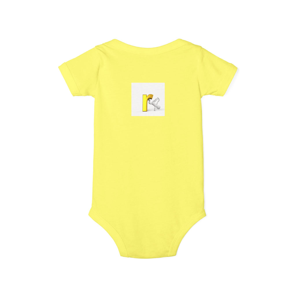 Yellow Letter R Monogram Baby Onesie | Infant Jersey One Piece