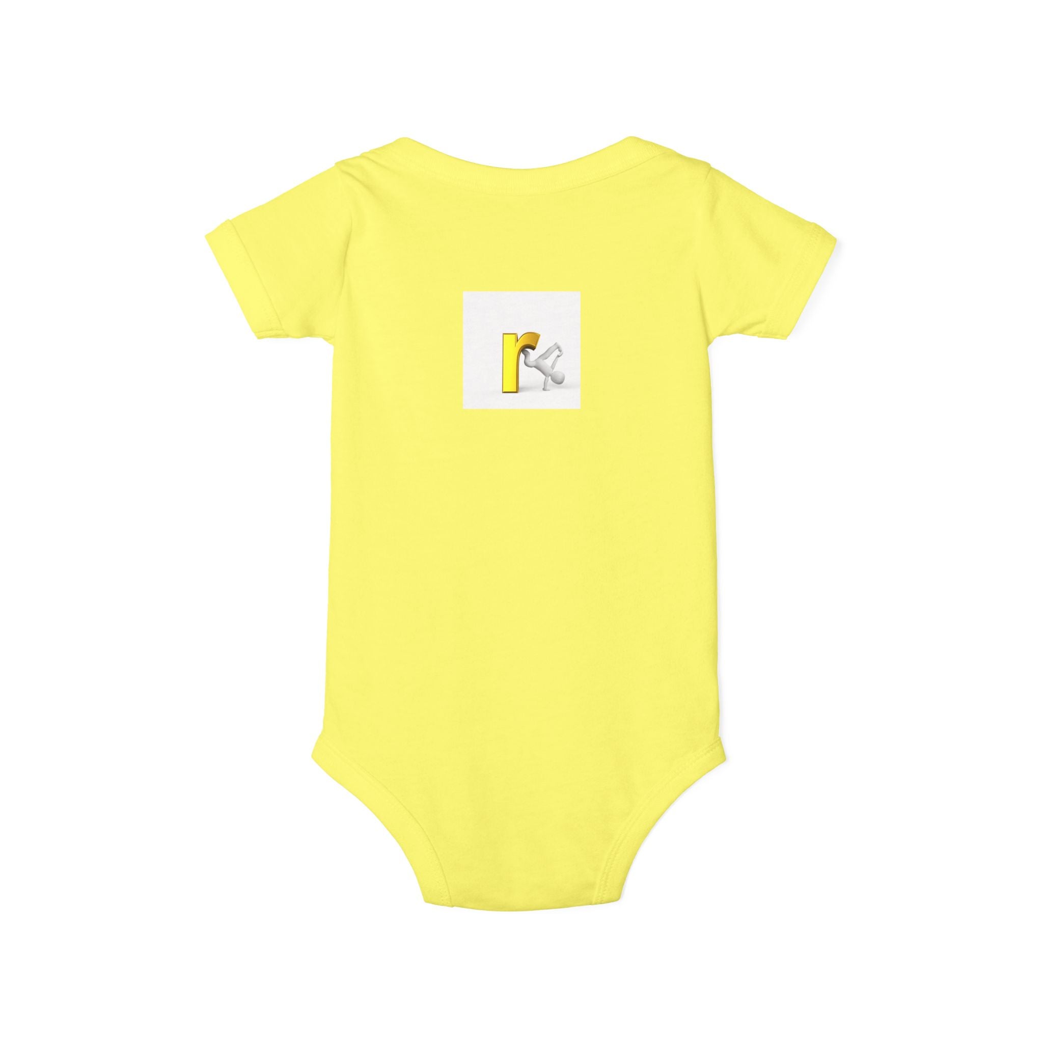 Yellow Letter R Monogram Baby Onesie | Infant Jersey One Piece