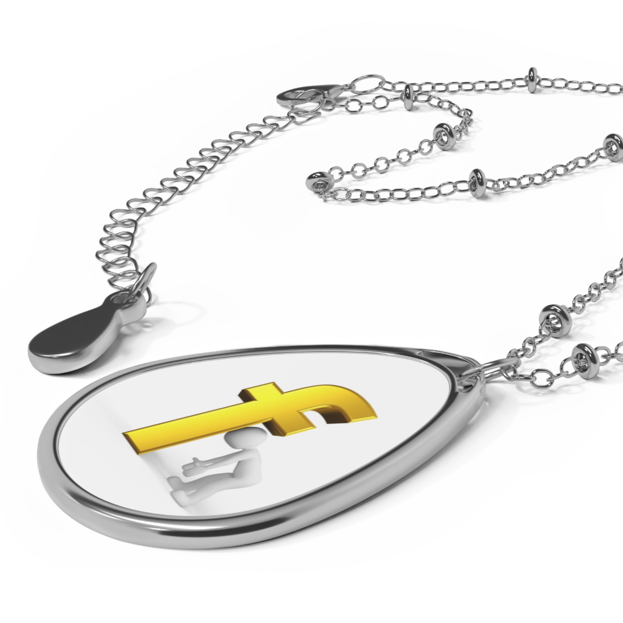 Oval Necklace - Gold Letter F.