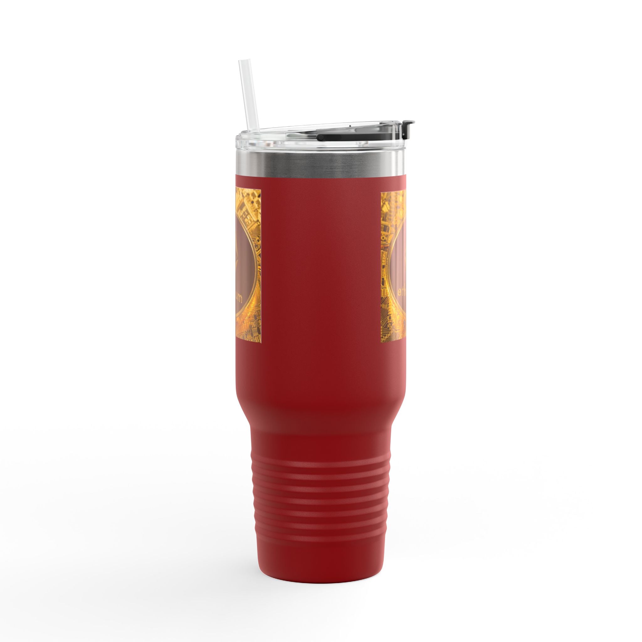 Mug de voyage isotherme 40oz motif pièce Ethereum | Tumbler isotherme logo crypto