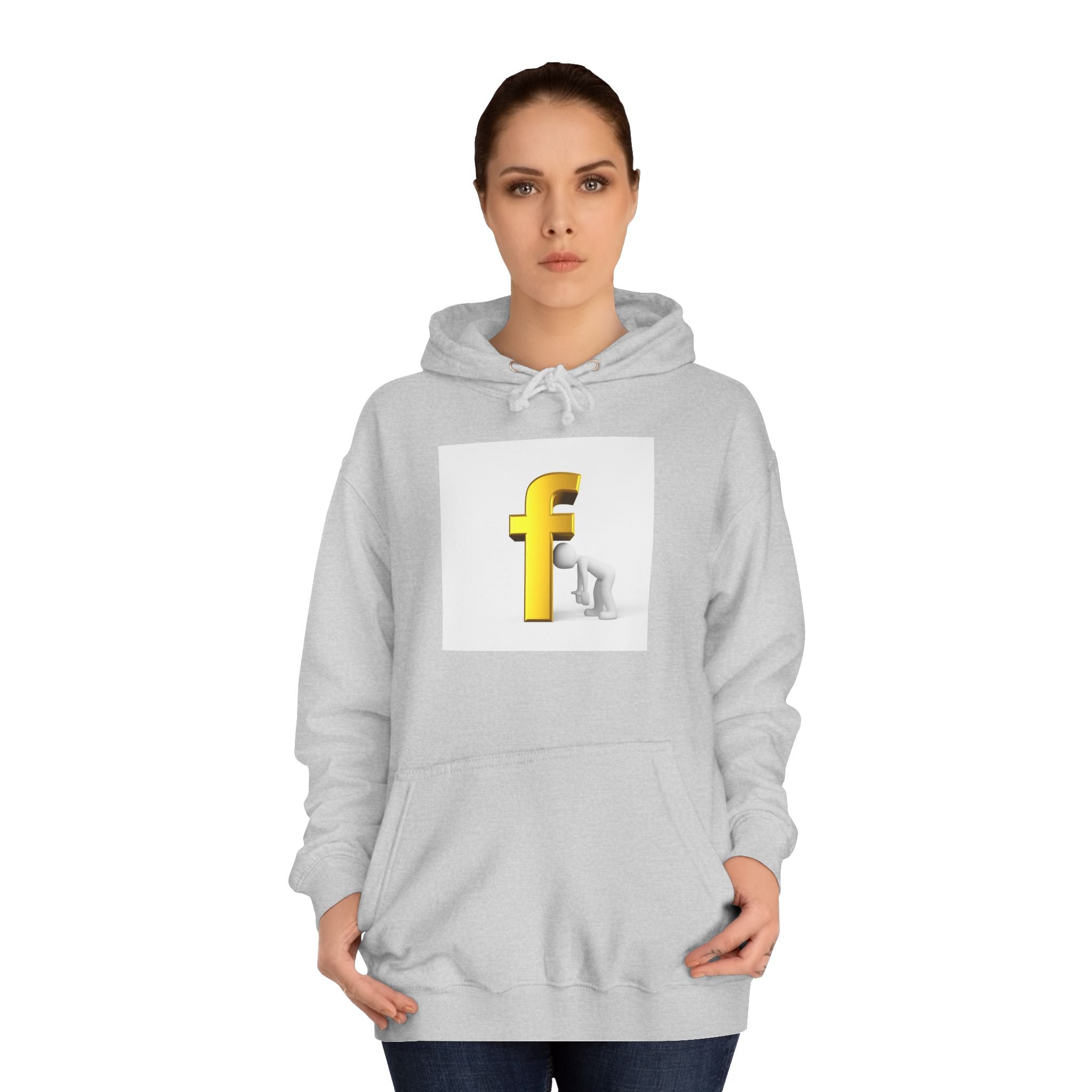 Yellow 3D Letter F Kneeling Figure Hoodie | Typography Graphic