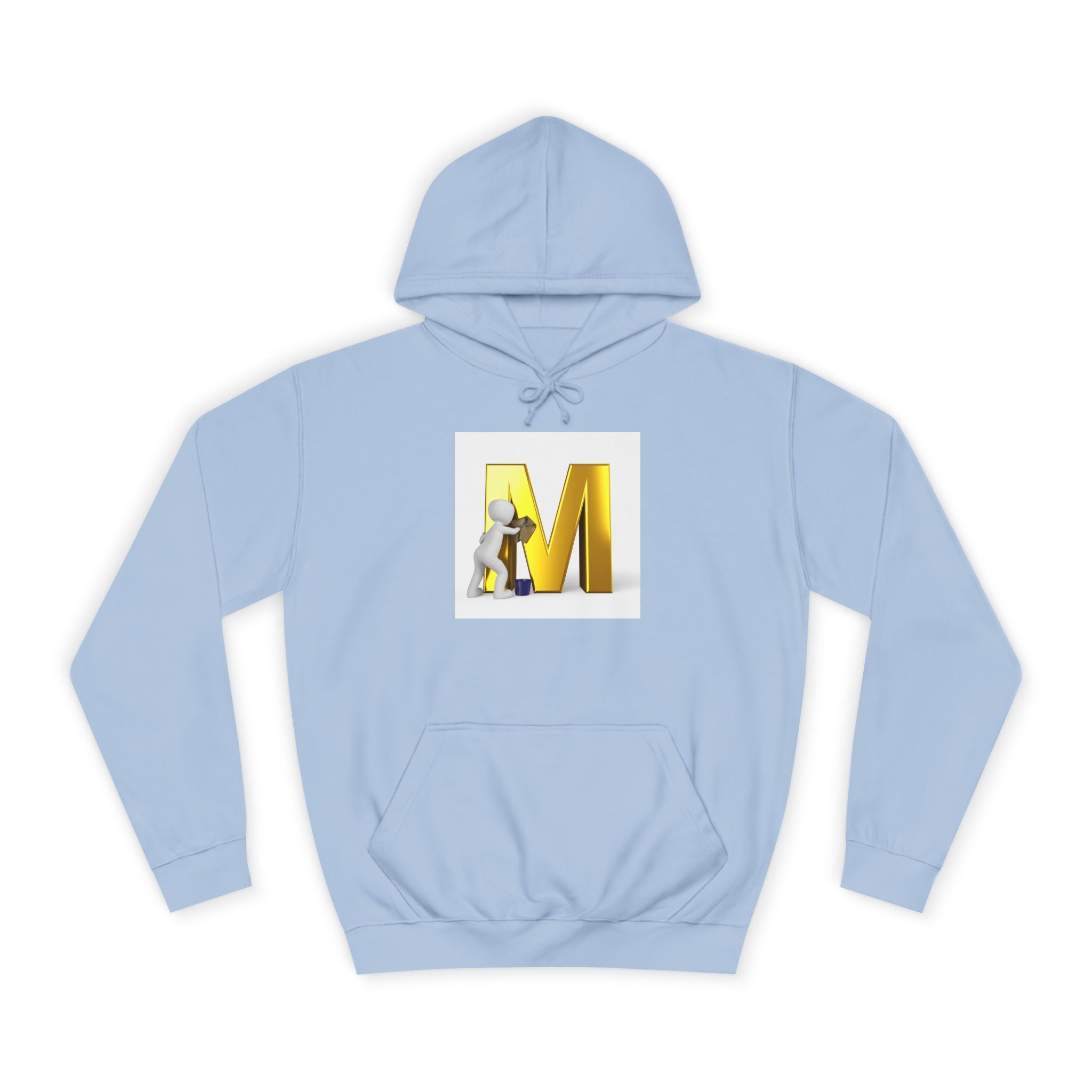 Gold Letter M with Figure Hoodie | Monogram Initial M Sweatshirt