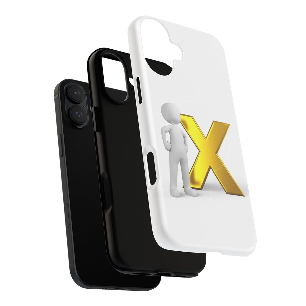 Gold X with 3D Figure iPhone Case | Tough Magnetic Case
