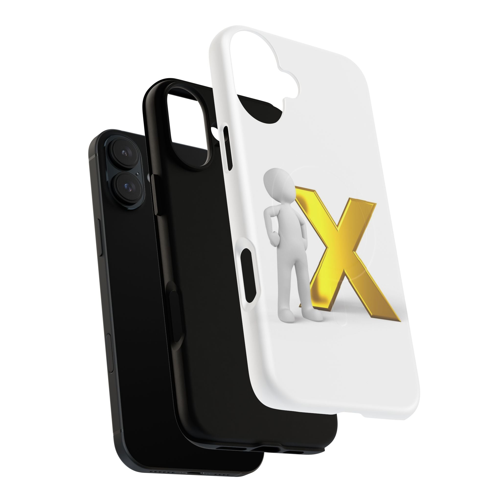 Gold X with 3D Figure iPhone Case | Tough Magnetic Case
