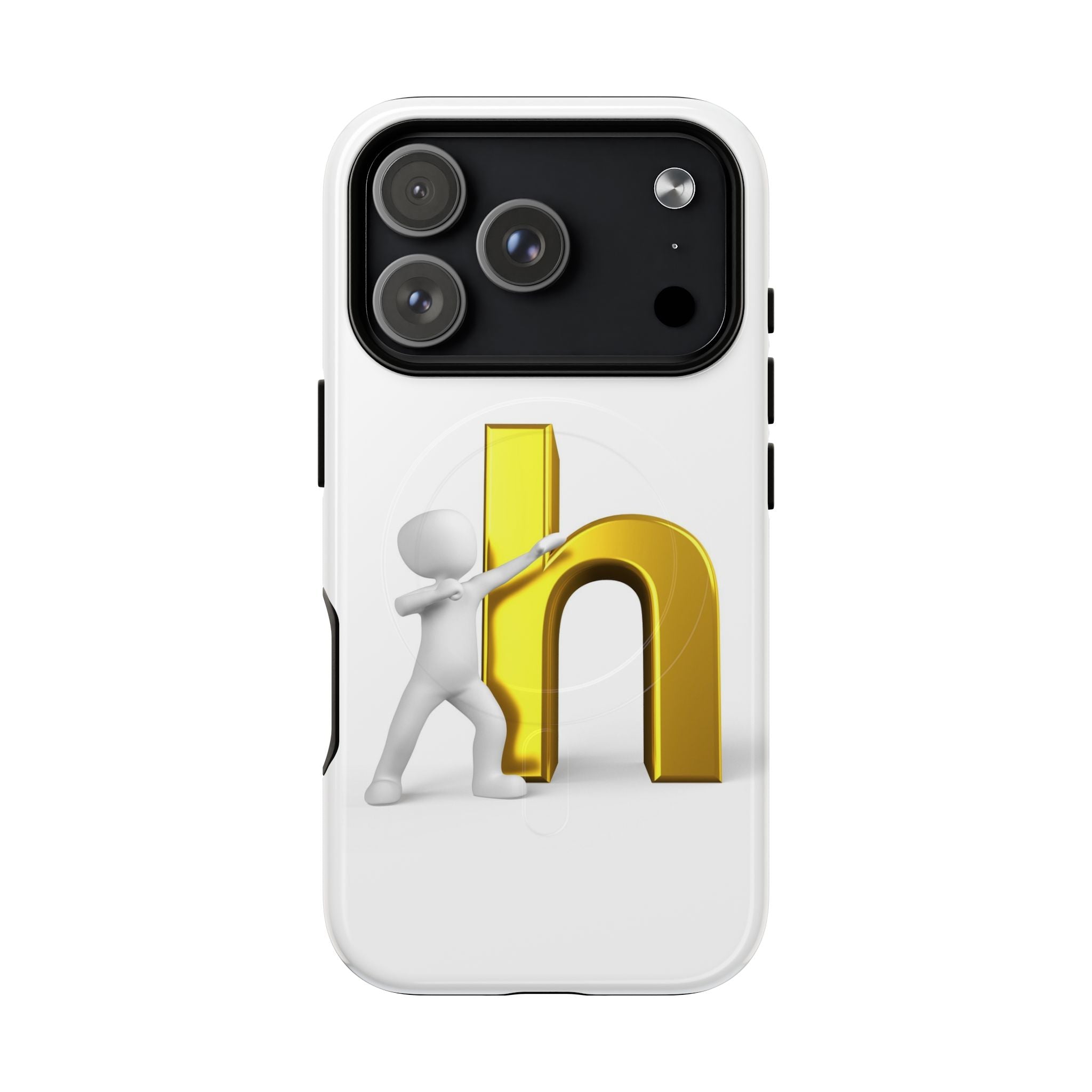 Coque de téléphone 3D avec lettre H dorée poussée | Coque magnétique robuste