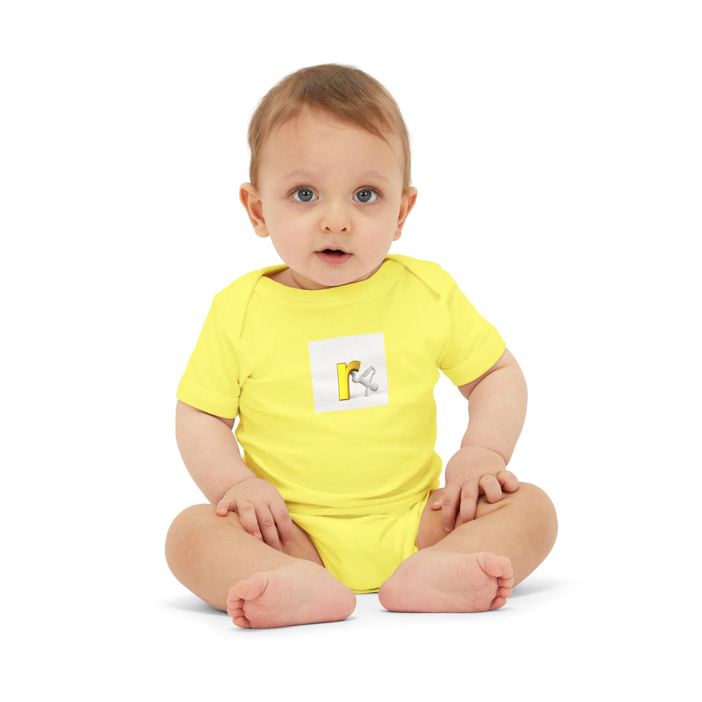 Yellow Letter R Monogram Baby Onesie | Infant Jersey One Piece