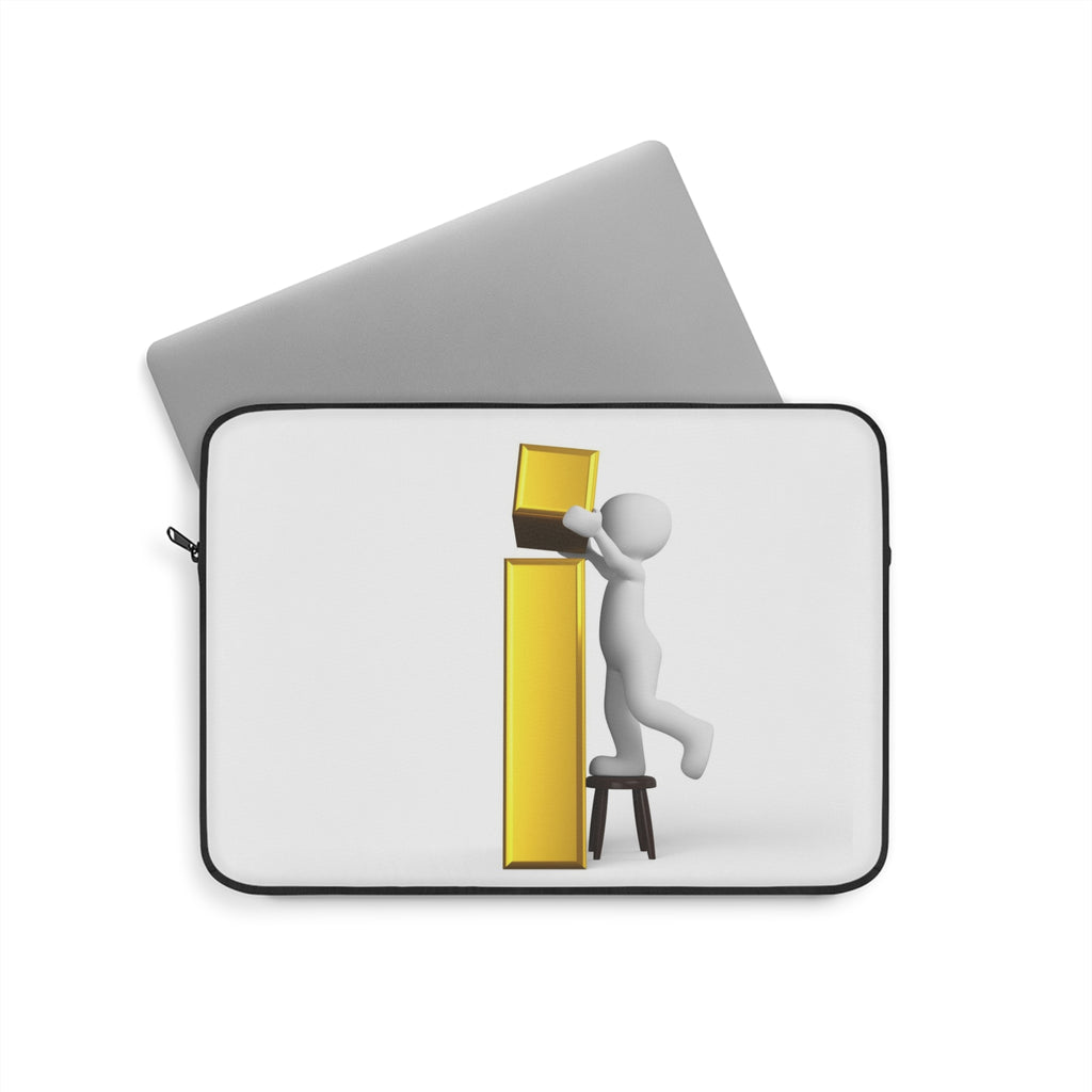 3D Stick Figure Building  Letter i Laptop Sleeve | Minimalist White Tech Case