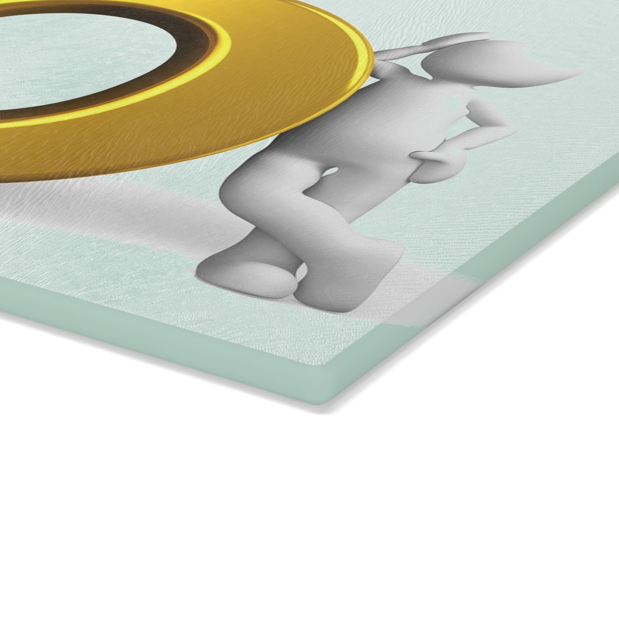 3D Gold Letter O  Character Glass Cutting Board | Decorative Kitchen Prep Surface