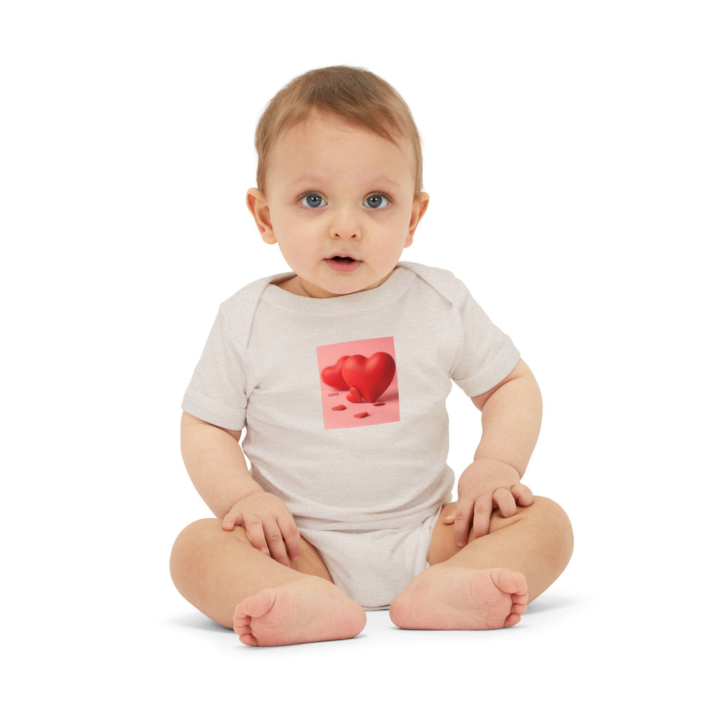 Red Heart Illustration Infant Bodysuit | Cute Valentine Baby Onesie