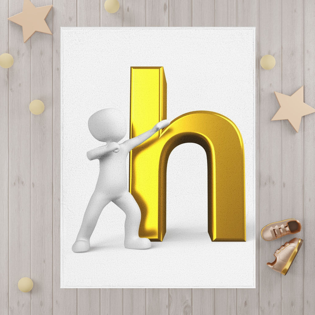 Gold Letter H Alphabet Toddler Blanket | Personalized Initial Blanket