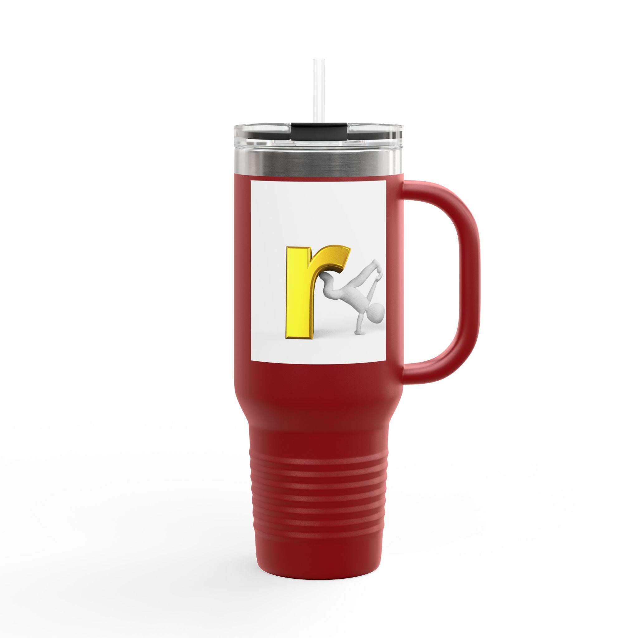 Yellow Letter R Character Travel Mug | 40oz Insulated Tumbler