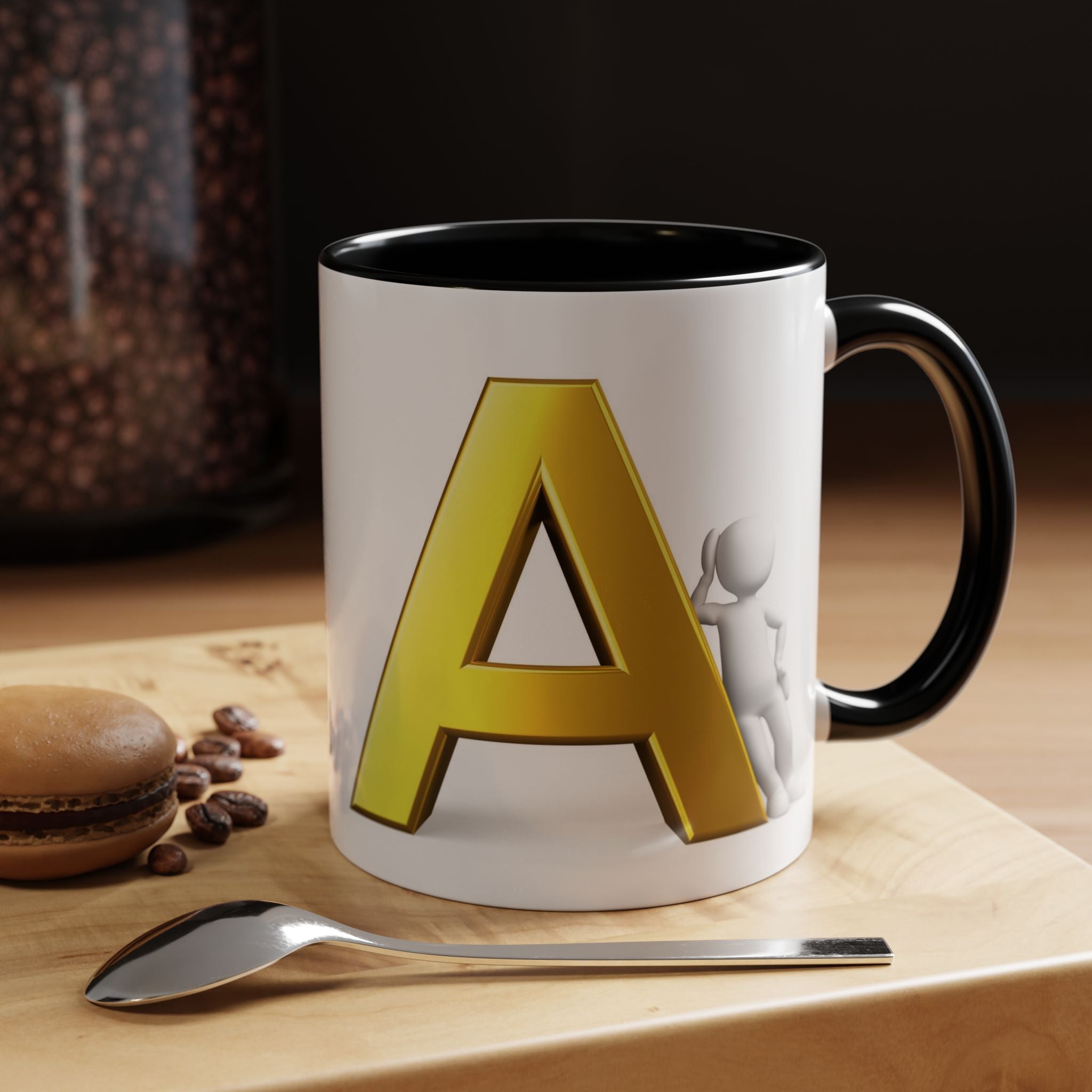 Gold Buchstabe A Tasse mit Initialen | Monogramm Buchstabe A Tasse