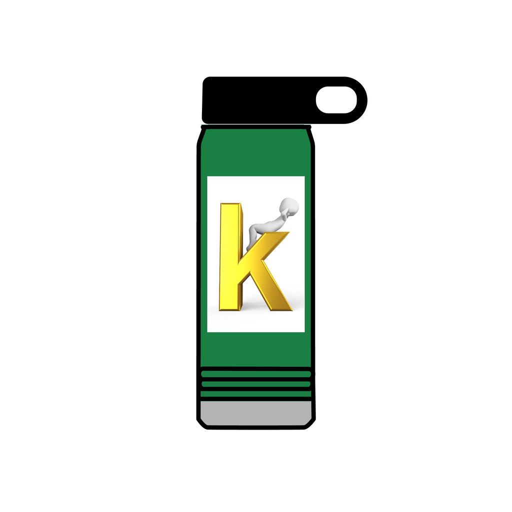 Yellow Letter K with 3D Figure Water Bottle | Personalized Initial 20oz