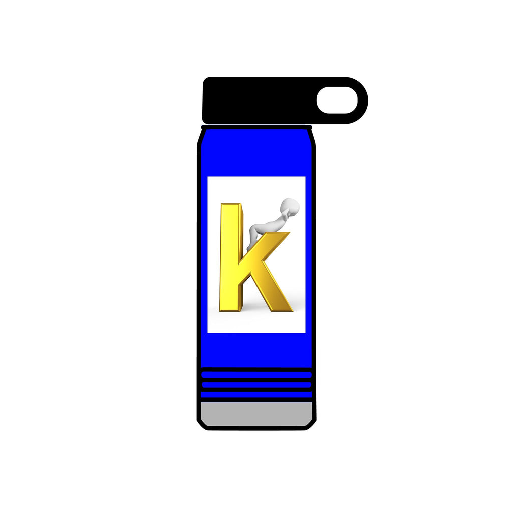 Yellow Letter K with 3D Figure Water Bottle | Personalized Initial 20oz