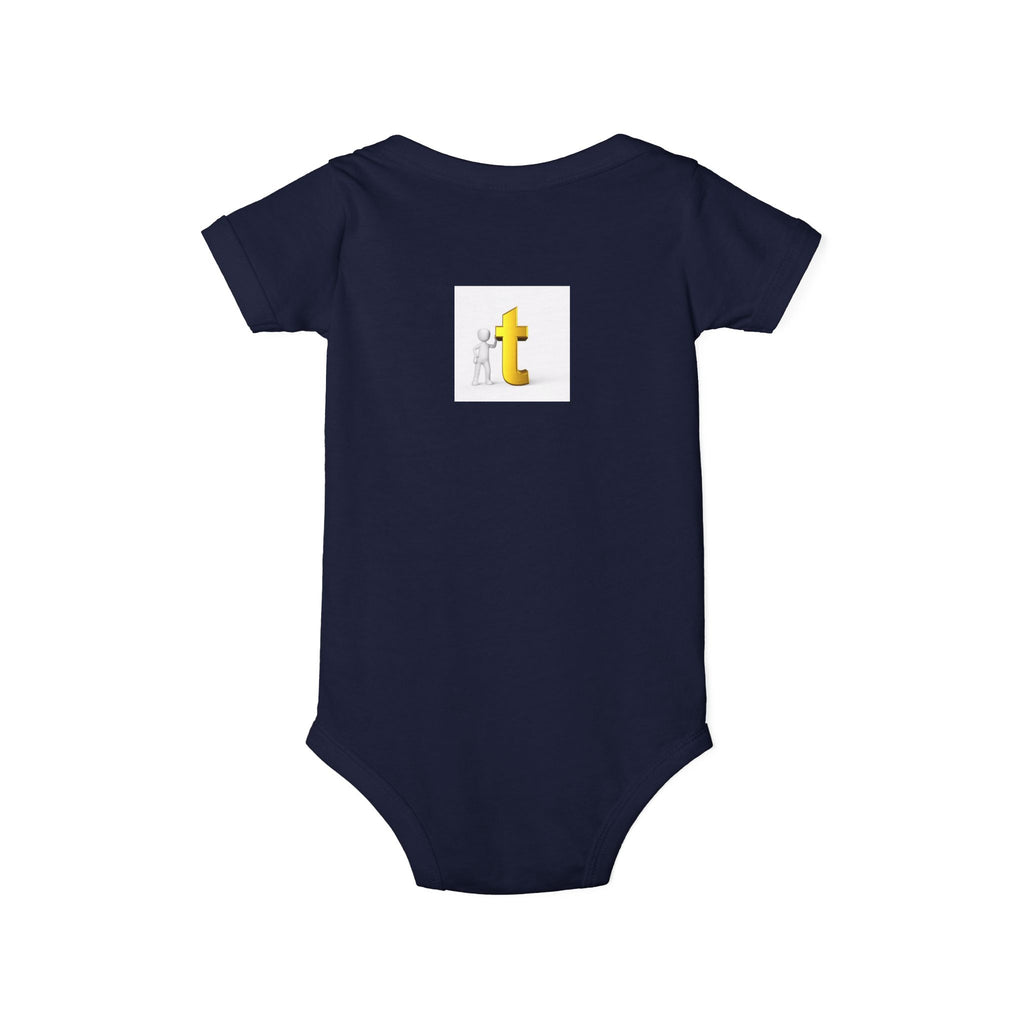 Yellow Letter T Baby Onesie | Infant Jersey One Piece, Minimal Initial Graphic